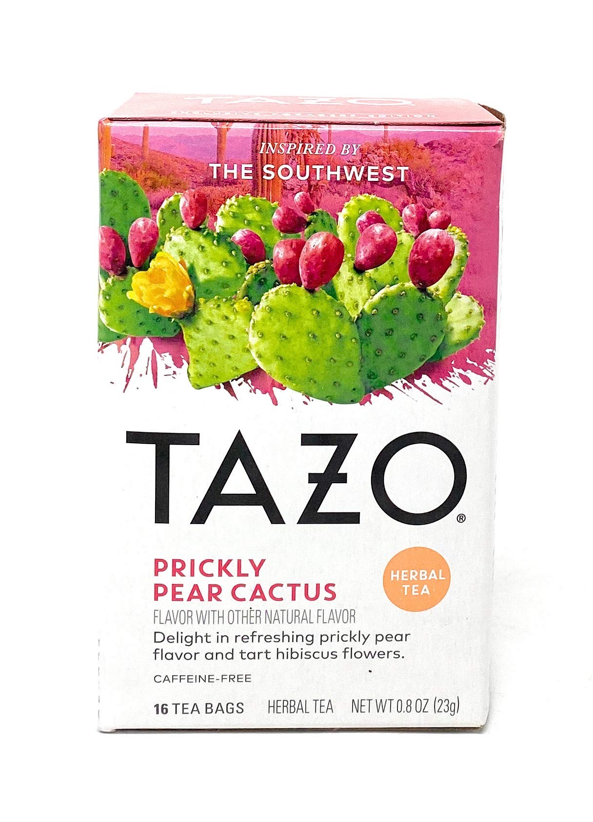 Organic Tazo Prickly Pear Cactus Herbal Tea Bags - 16 Count, Caffeine-Free, Refreshing Flavor - Perfect for Relaxation, Afternoon Tea & Wellness Moments