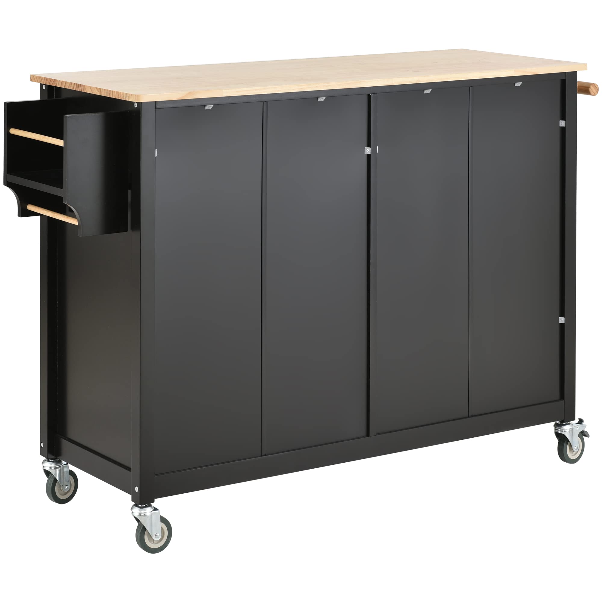 Premium Rolling Kitchen Island Cart with Storage Cabinet & Drawers - Solid Wood Countertop, Lockable Casters, Adjustable Shelves & Towel Rack - Mobile Kitchen Trolley for Small Spaces, Apartments & Home Cooking