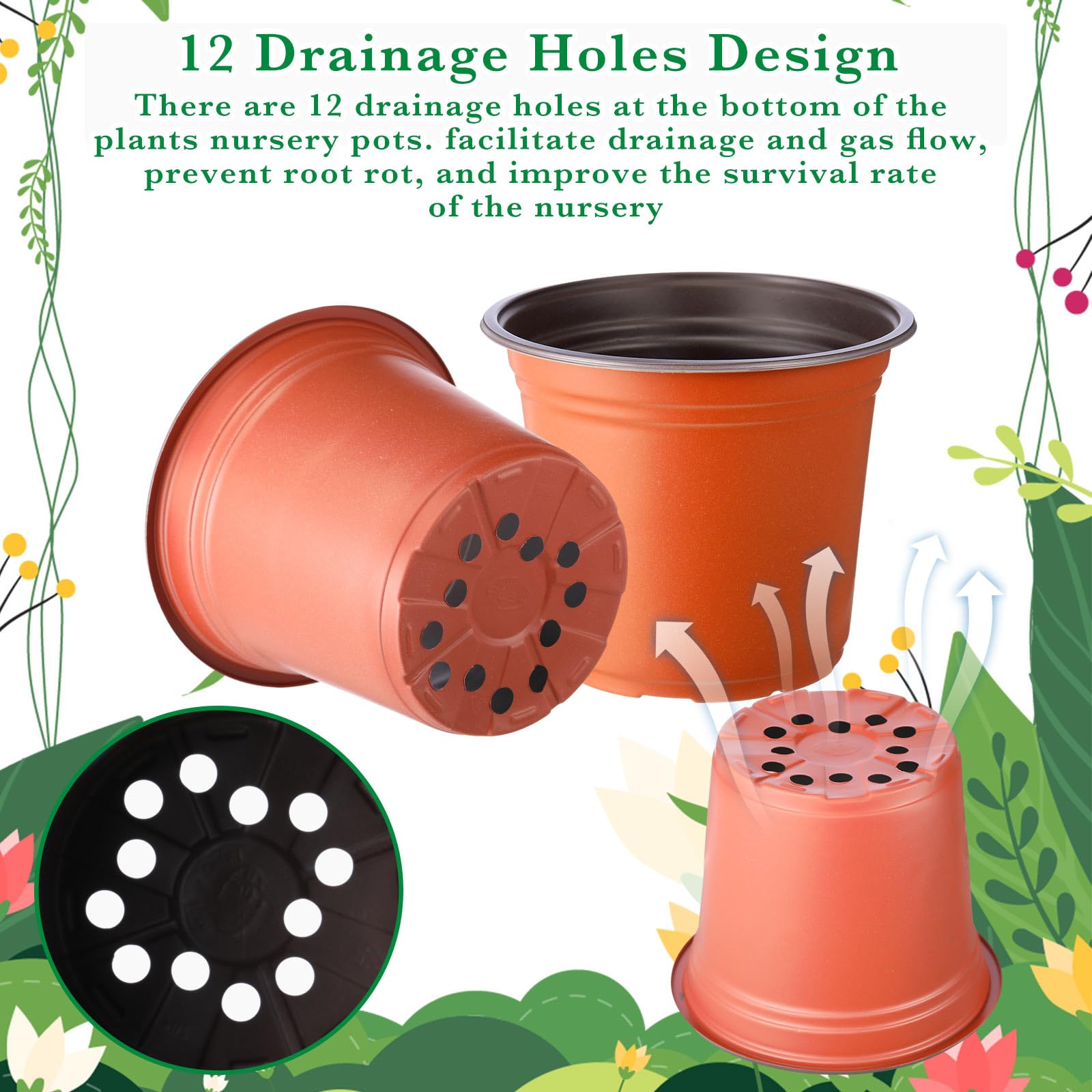 1500 Pcs 4 Inch Plastic Nursery Pots Bulk - Seed Starting Pots with Drainage Holes, Indoor/Outdoor Planters for Flowers, Herbs & Vegetables - Perfect for Gardening, Transplanting & Home Planting Supplies (Classic)