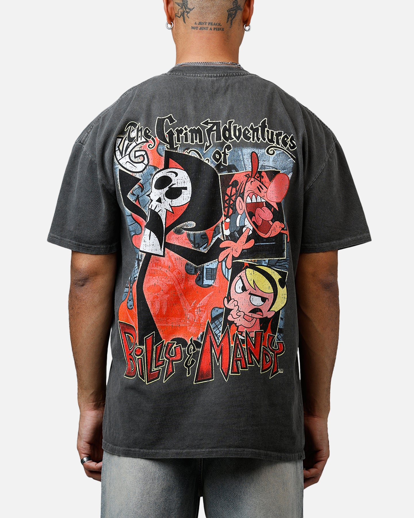 Cartoon Network Grim Heavyweight Vintage T-Shirt - Black Wash | American Thrift | Retro Graphic Tee for Men & Women | Perfect for Casual Wear, Cosplay & Cartoon Lovers