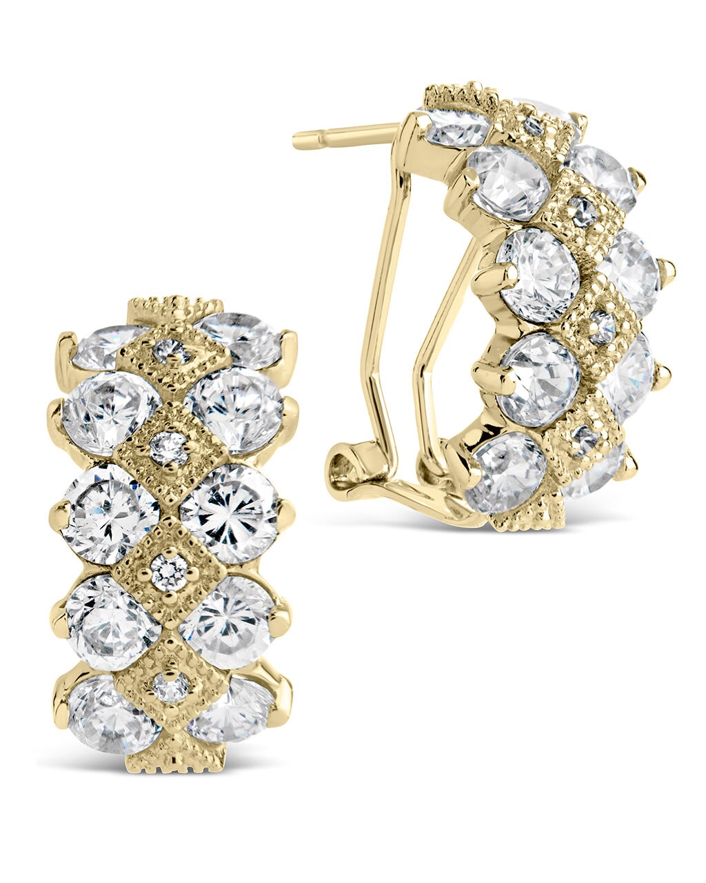 Lena CZ Hoop Earrings for Women - 925 Sterling Silver Cubic Zirconia Hanging Earrings - Perfect for Parties, Weddings & Everyday Wear