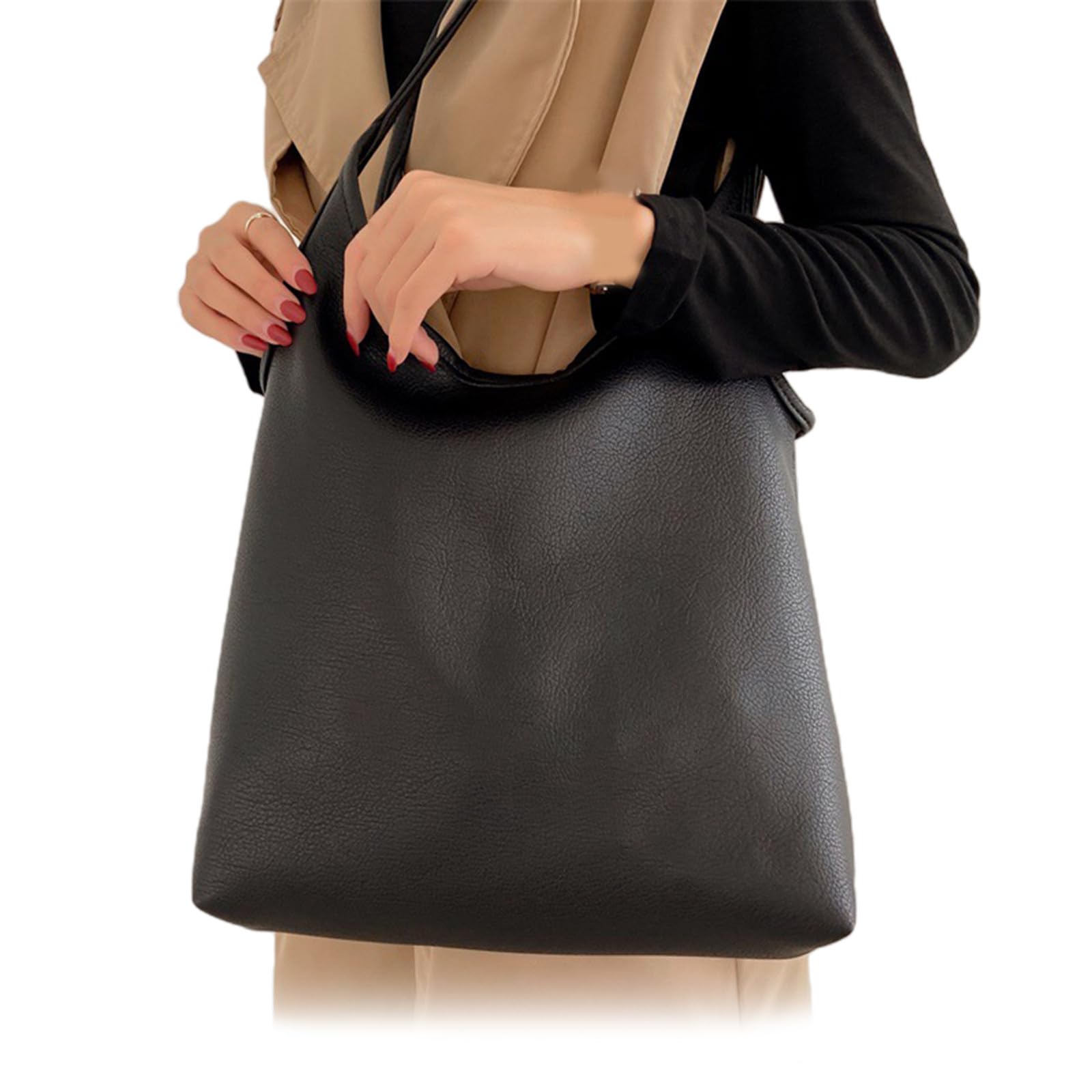 Stylish Large Capacity PU Leather Shoulder Bag - Lightweight Hobo Purse with Coin Purse Set for Women | Perfect for Work, Travel & Everyday Use