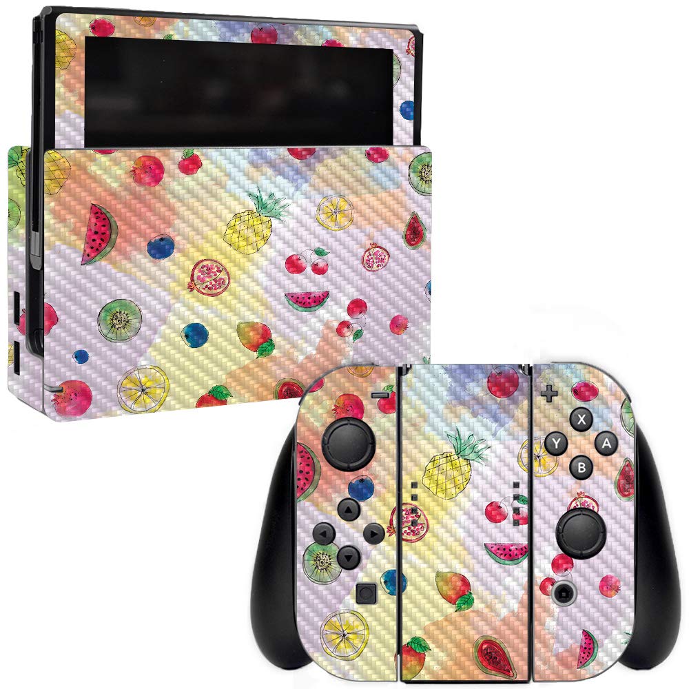Premium Carbon Fiber Skin for Nintendo Switch - Fruit Water Design | Protective & Durable Textured Cover | Easy to Apply & Remove | Made in USA | Perfect for Gaming Protection & Style Enhancement