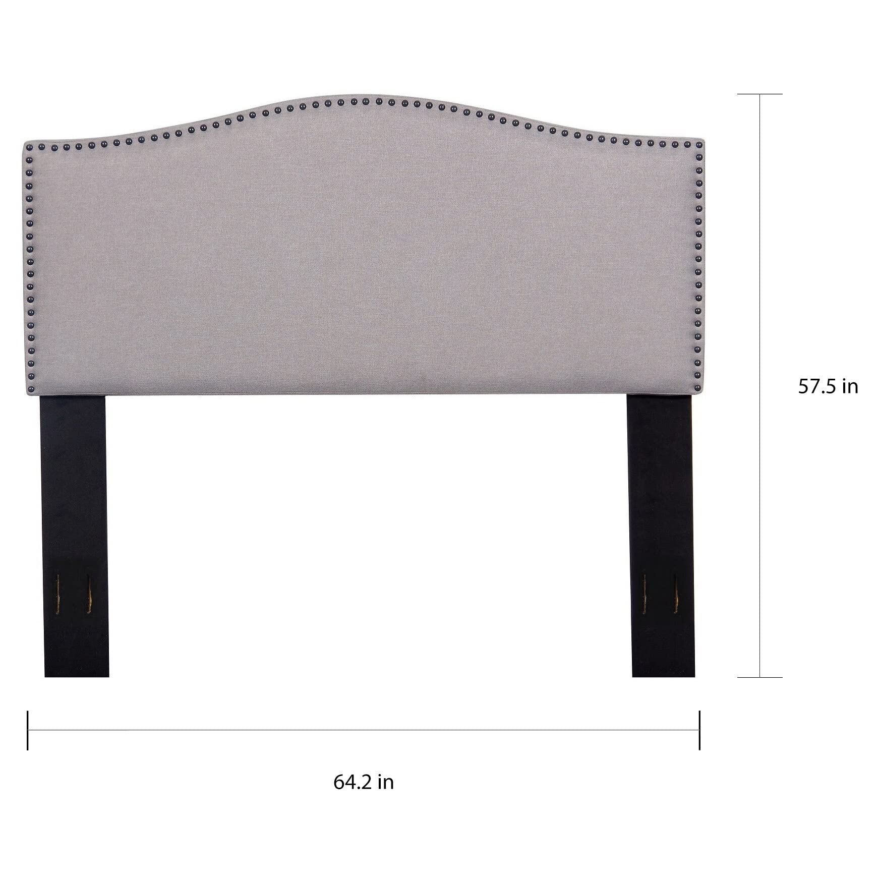 US Pride Furniture Full/Queen Size Nailhead Upholstered Fabric Headboard in Grey - Perfect for Bedroom Decor & Modern Home Styling