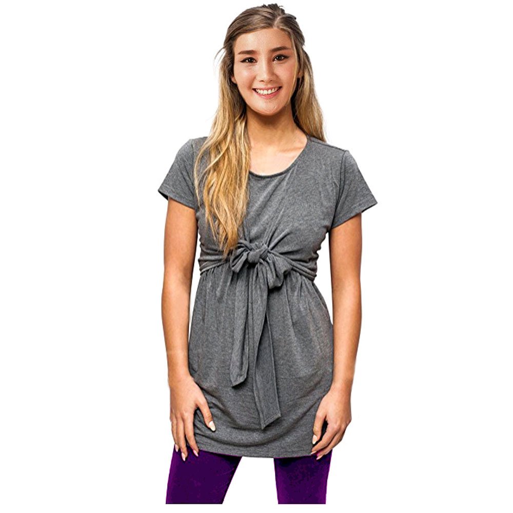 Soft Tie Front Nursing Tops for Women - Comfortable Short Sleeve Breastfeeding & Maternity Dress - Perfect for Nursing, Pumping & Everyday Wear