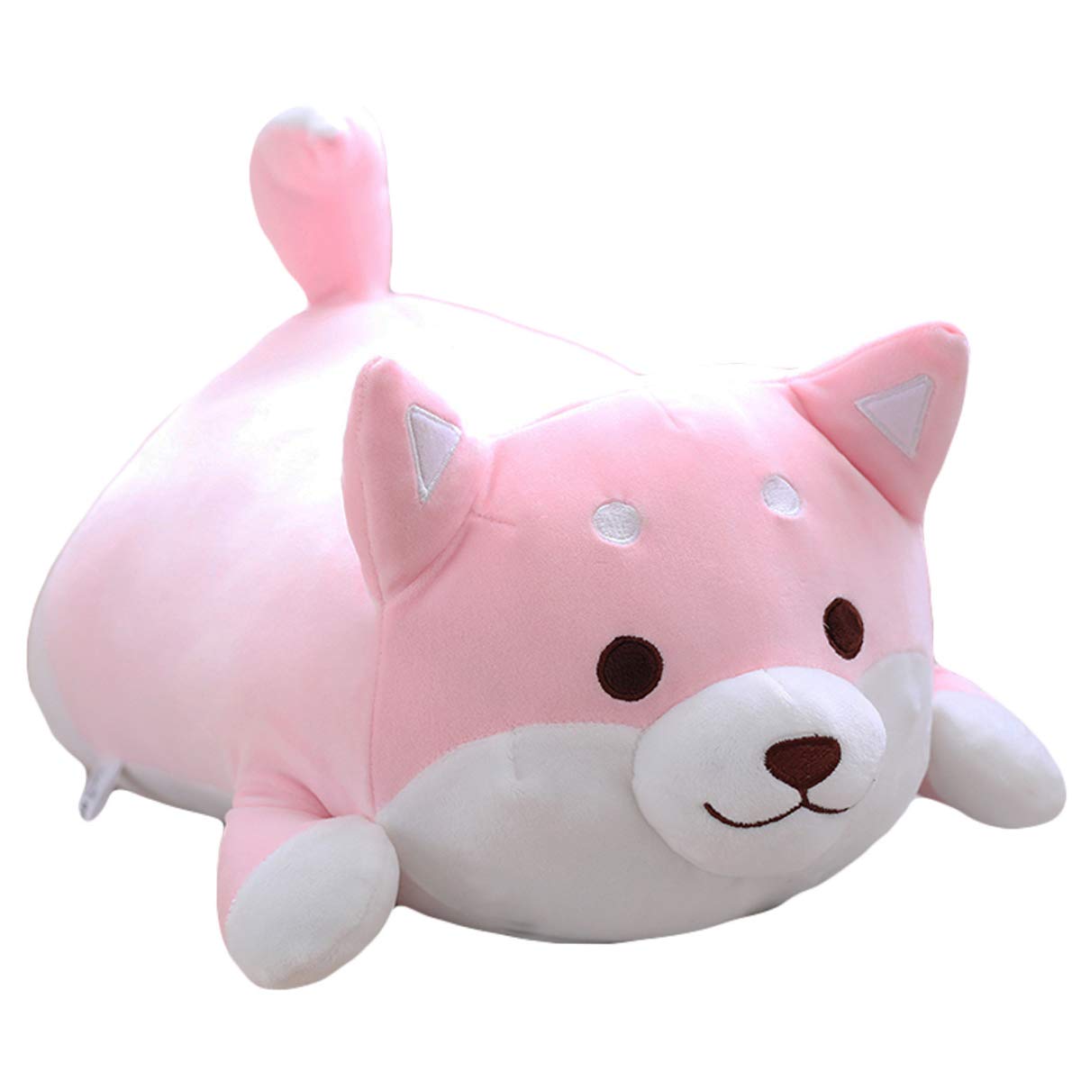 Shiba Inu & Corgi Plush Dog Pillow - Ultra Soft Stuffed Animal Toy for Valentine's Day, Christmas & Birthday Gifts - Cute Home Decor for Bed, Sofa & Chair (Pink Round Eyes, 21.3 Inch) - Perfect for Cuddling, Nursery Decor & Anime Lover Gifts