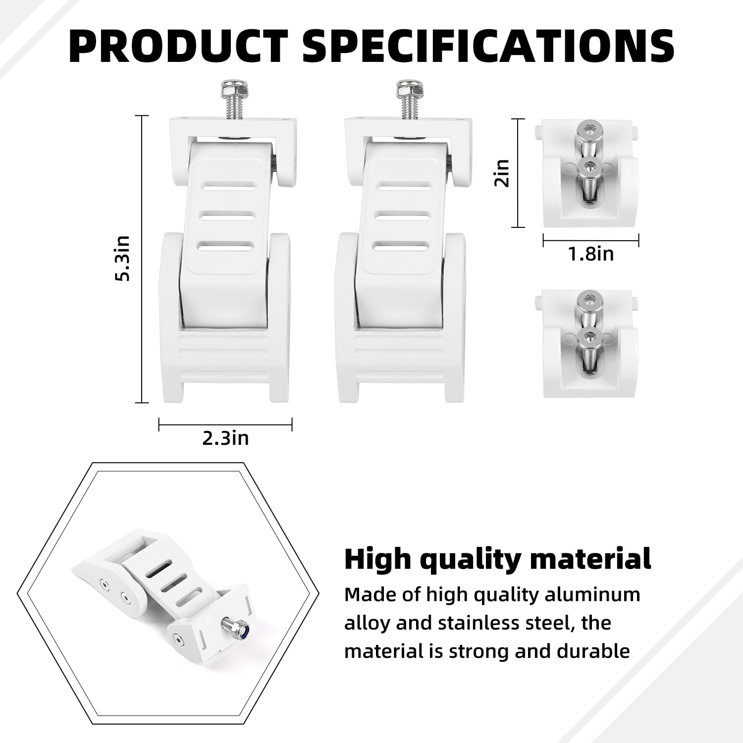 Stainless Steel Hood Latch Kit for 2007-2018 Jeep Wrangler JK/JKU & 2018-2025 JL/JLU/Gladiator JT - Durable White Exterior Accessories for Off-Roading & Jeep Upgrades