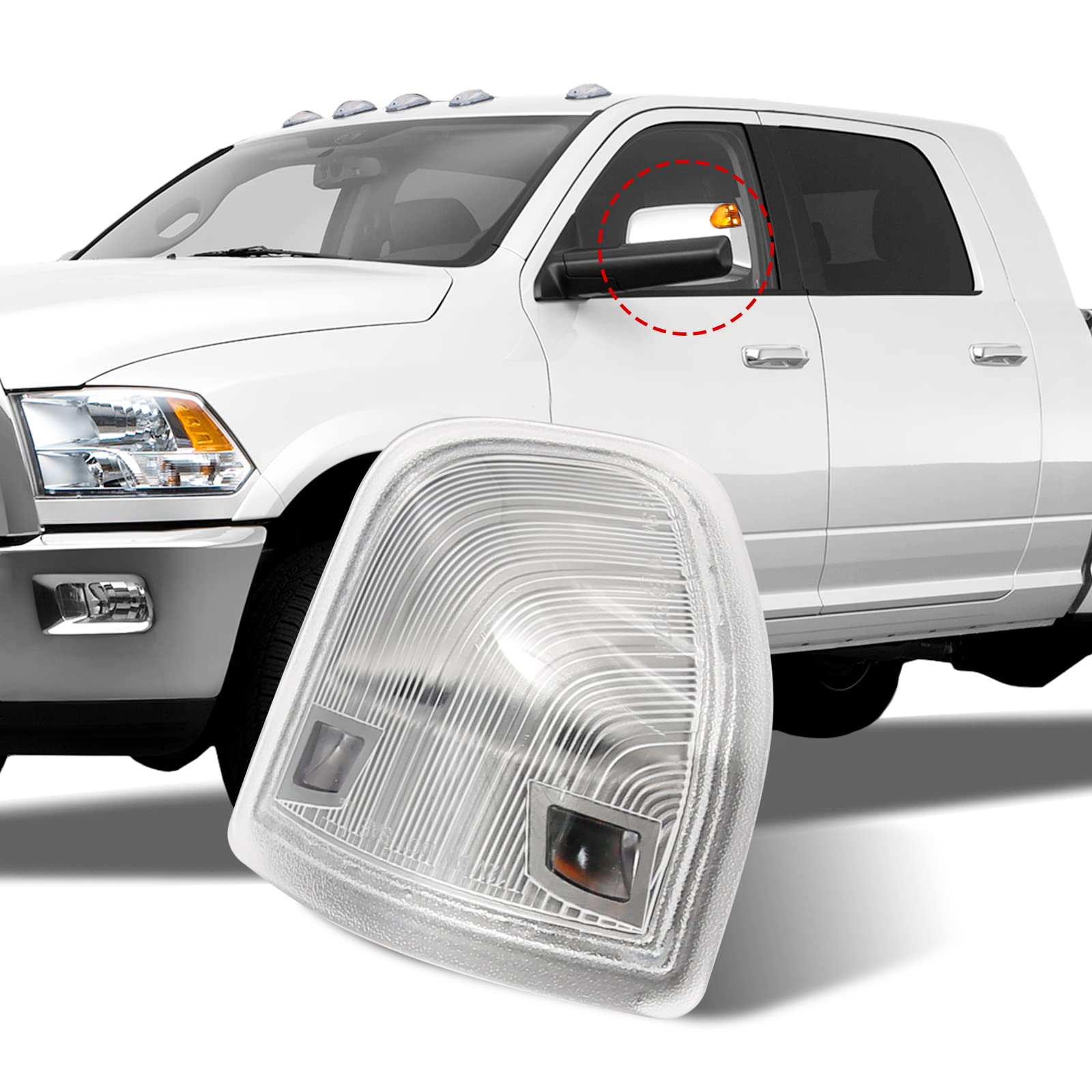 2010-2018 Dodge Ram 1500 2500 3500 4500 5500 LED Side Mirror Turn Signal Lights - Pair of Clear Lens Left & Right Replacement (68302828AA 68302829AA) - Perfect for Enhanced Visibility and Safety While Driving