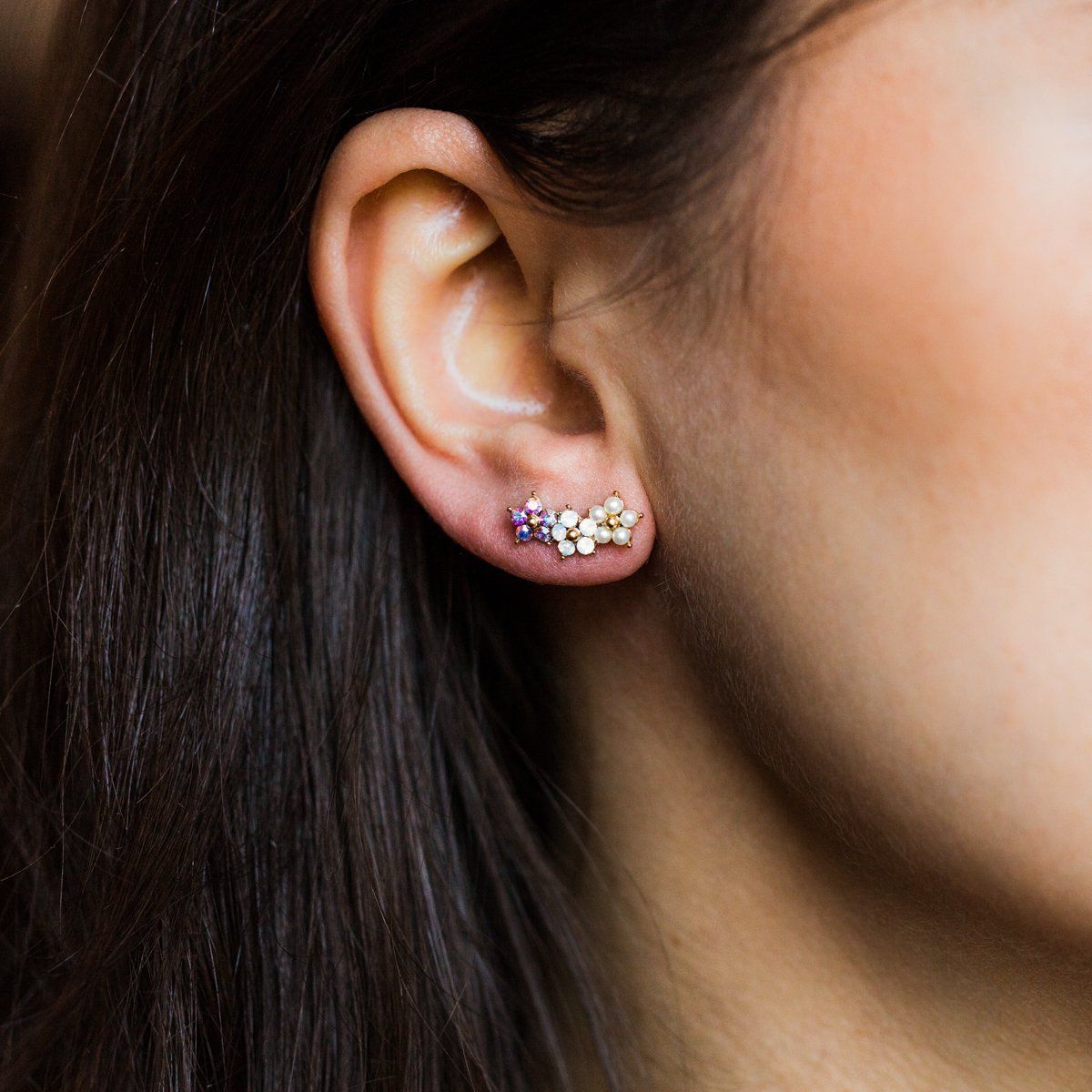 Elegant Floral Ear Climbers for Women - Boho Chic Dangle Earrings for Parties, Weddings & Everyday Wear
