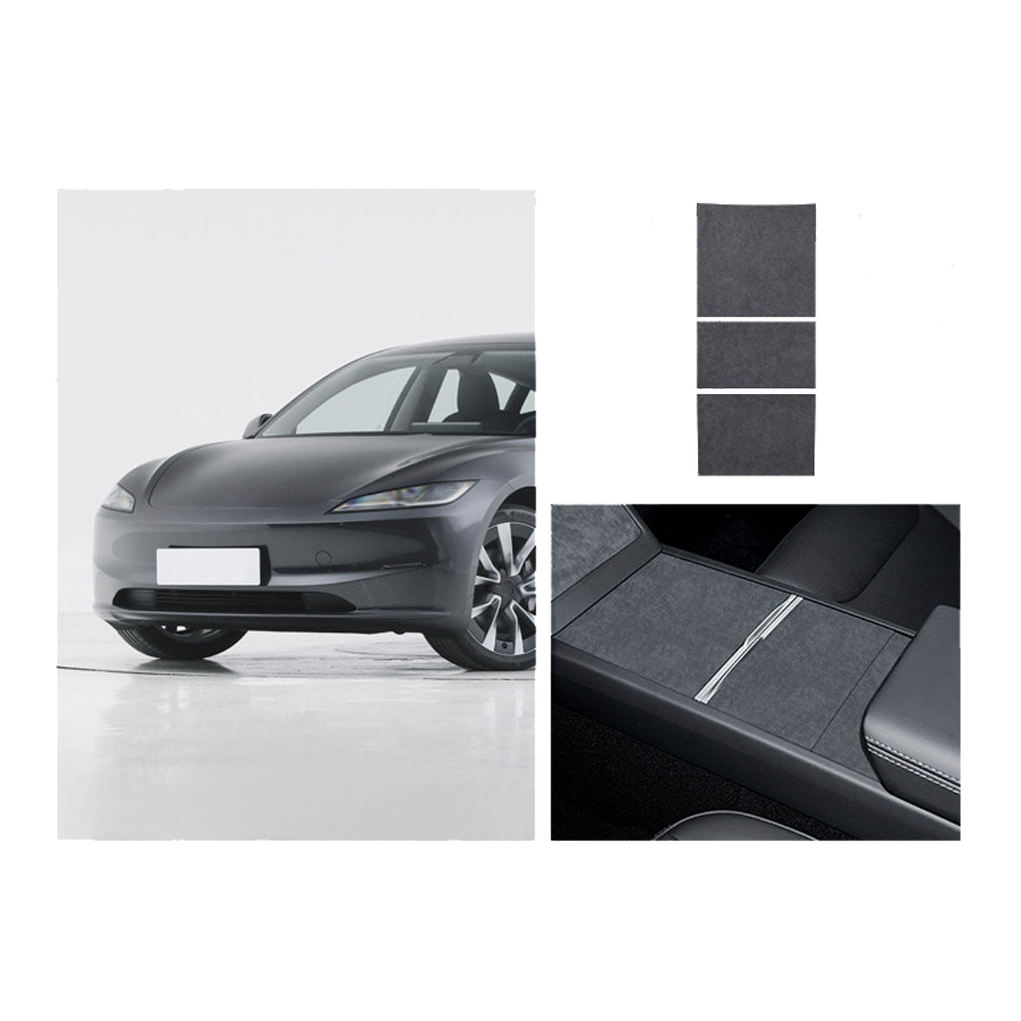 Premium Tesla Alcantara Center Console Wrap Sticker - Compatible with 2024+ Model 3 Highland & 2025+ Model Y Juniper - Upgrade Interior Protection & Style for Your Electric Vehicle