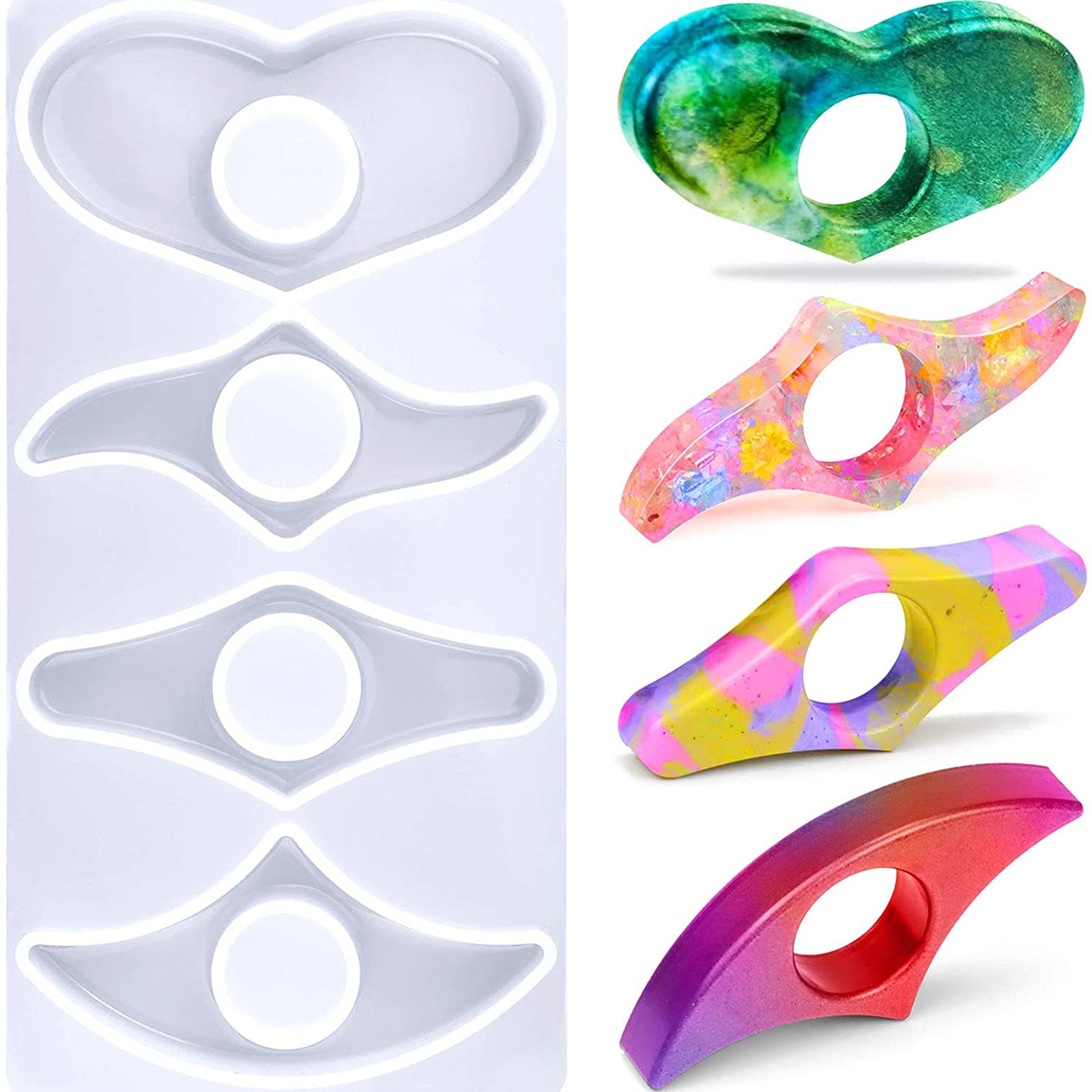 UXIYI 2-Piece DIY Epoxy Resin Bookmark Molds - Handmade Silicone Thumb Ring Page Holder Casting Molds for Book Lovers, Perfect for DIY Crafts, Reading Accessories & Unique Gifts