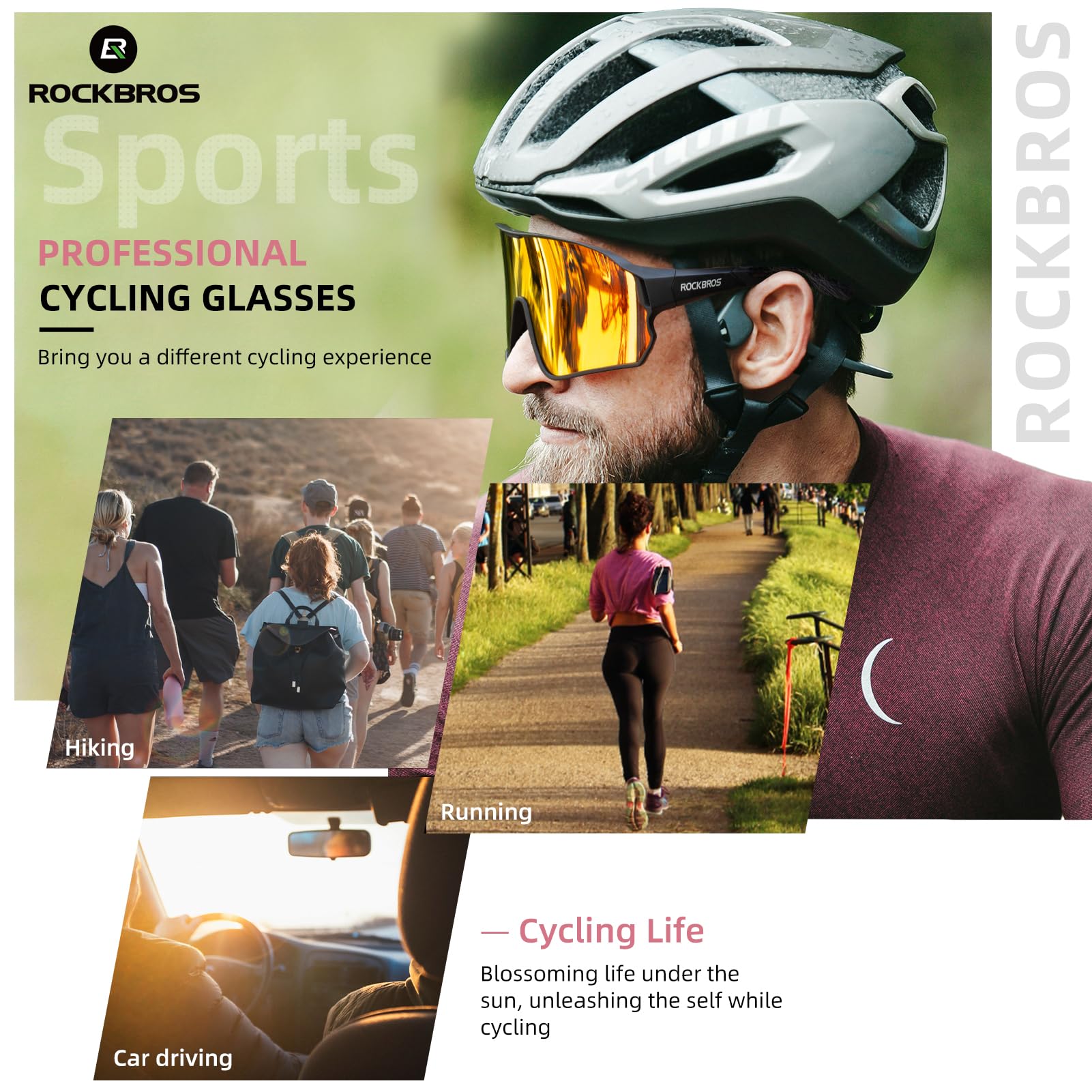 ROCKBROS Photochromic Cycling Sunglasses for Men - UV Protection, Lightweight Sports Bike Glasses for Outdoor Running, Hiking & Cycling Adventures