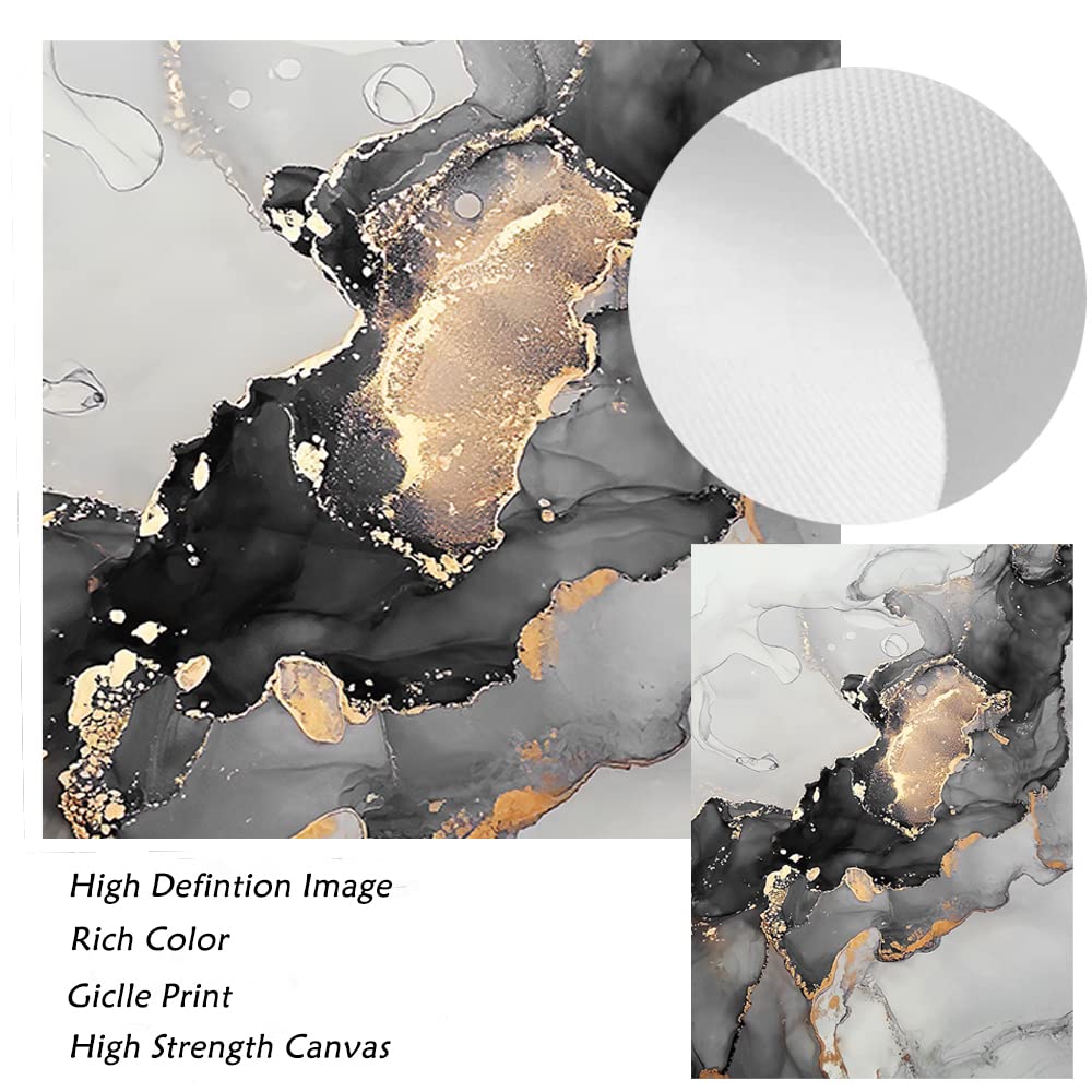 PUYIQARE Gold Black Marble Canvas Poster - Modern Abstract Wall Art Painting, Nordic Style Prints for Living Room & Bedroom Decor - Unframed Wall Picture (20x28 Inch) - Perfect for Home, Office & Gift Giving