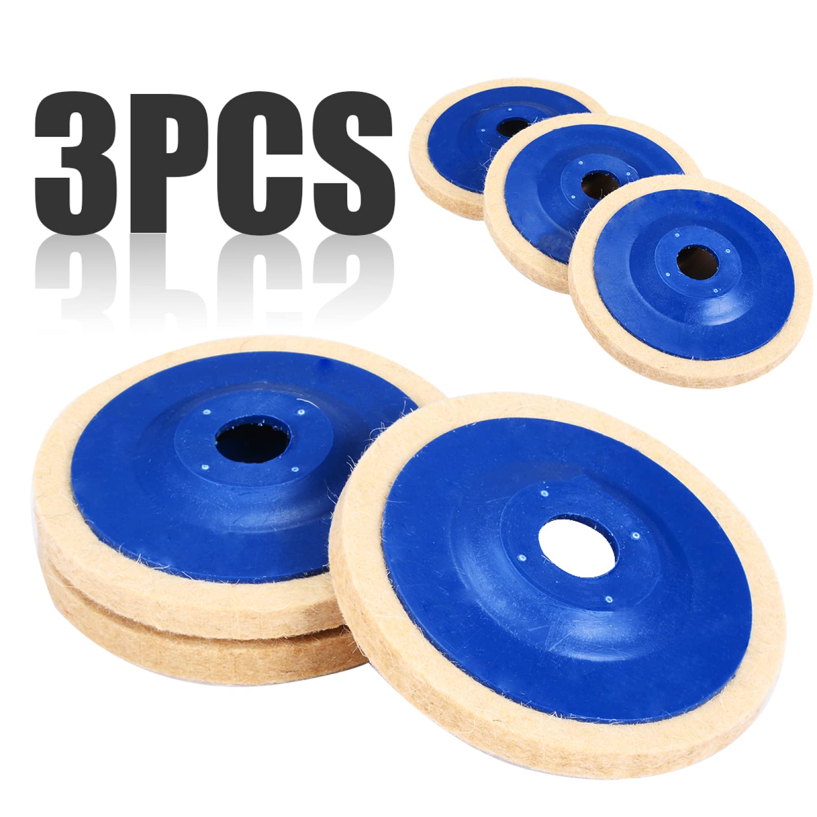 3-Pack 4-Inch Wool Polishing Wheels - Buffing & Grinding Felt Discs for Wood, Metal & Abrasive Tools - Perfect for DIY Projects, Jewelry Making & Automotive Polishing