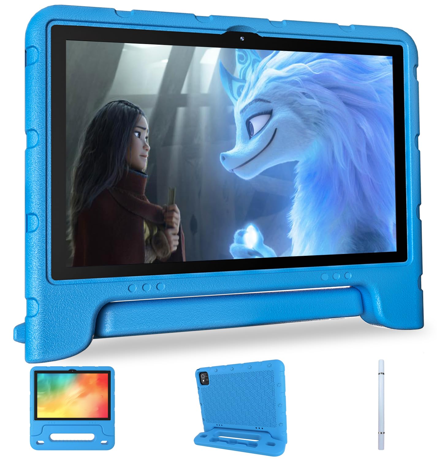 10 Inch Kids Tablet with Android 13 | 6GB RAM 64GB ROM | Bluetooth, WiFi, GMS | Parental Control & Shockproof Case | Educational Learning & Games Tablet for Toddlers (Blue) - Perfect for Homeschooling, Travel Entertainment & Early Childhood Development