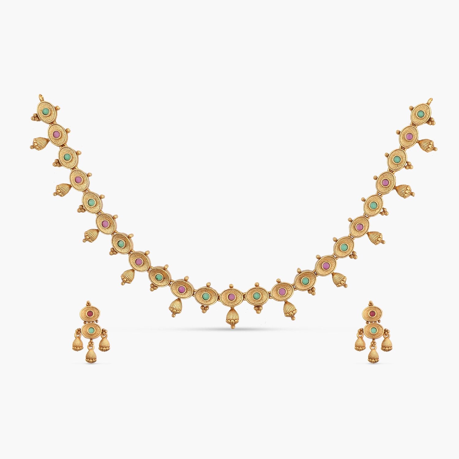 Kavi Antique Red and Green Kempu Necklace Set | Handmade Beaded Jewelry for Women | Perfect for Weddings, Parties & Ethnic Fashion