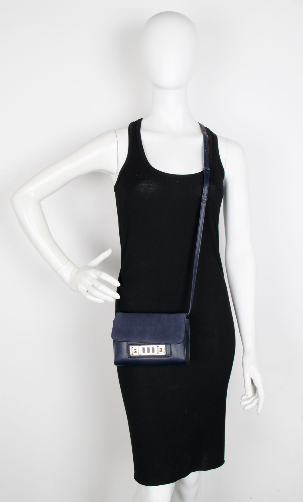 PS11 WOS Suede & Grain Leather Handbag in Indigo Blue - Stylish Crossbody Bag for Women, Perfect for Work, Travel & Evening Out