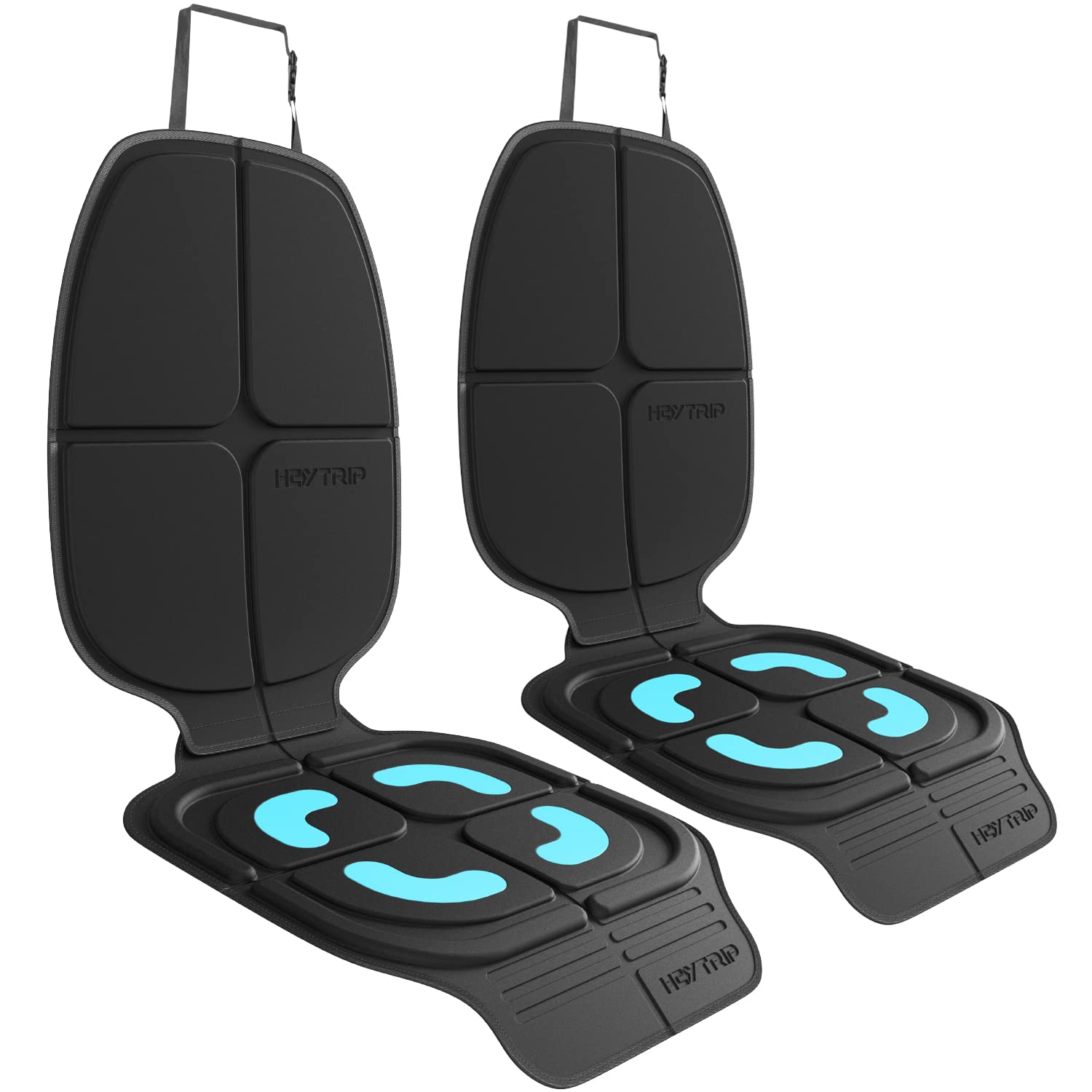 HEYTRIP 2-Pack Car Seat Protector Mat for Kids 0-12 Years - Waterproof, Non-Slip, Easy Clean - Fits Rear & Forward Facing Car Seats (Black & Blue) - Perfect for Family Road Trips & Daily Commutes