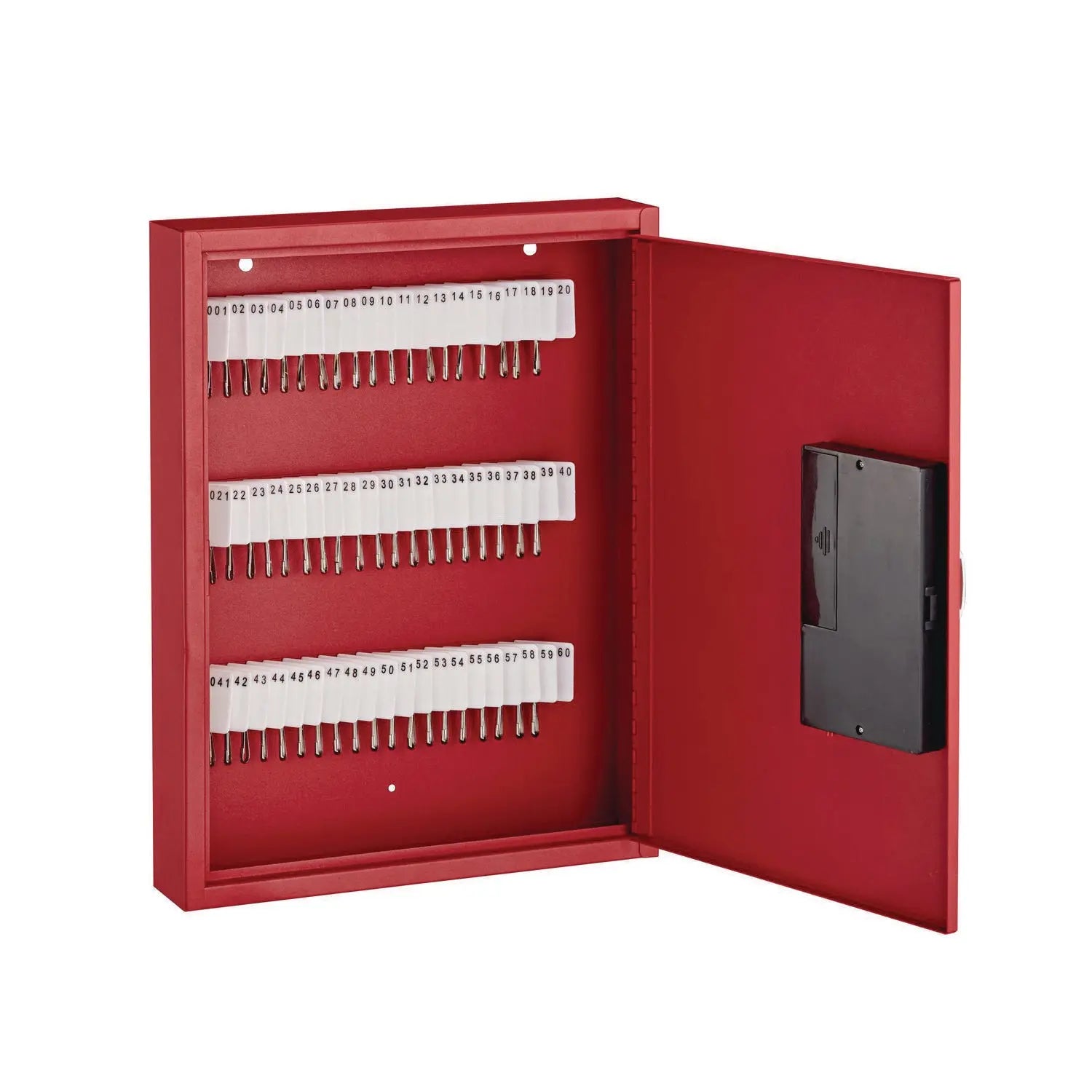 AdirOffice Steel Digital Lock Key Cabinet - 60 Key Capacity, 13 x 2.6 x 17 Inches, Stainless Steel 304 Construction, Red - Secure Key Storage for Offices, Hotels, Schools, and Property Management