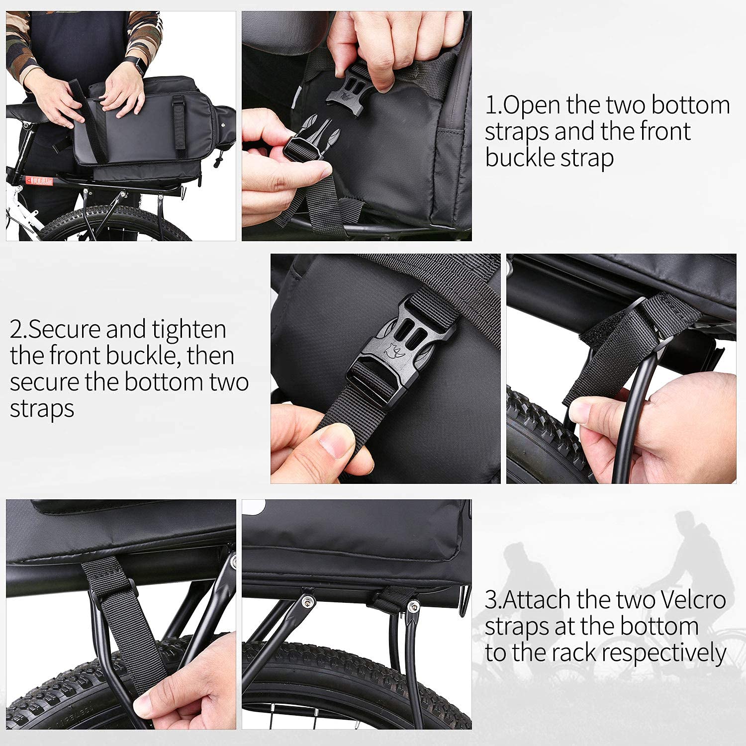 HUNTVP 17L Waterproof Bike Trunk Bag - Rear Seat Pannier for Bicycle Cargo Rack, Commuter Shoulder Bag with Laptop Compartment (Black) | Perfect for Cycling, Urban Commuting & Outdoor Adventures