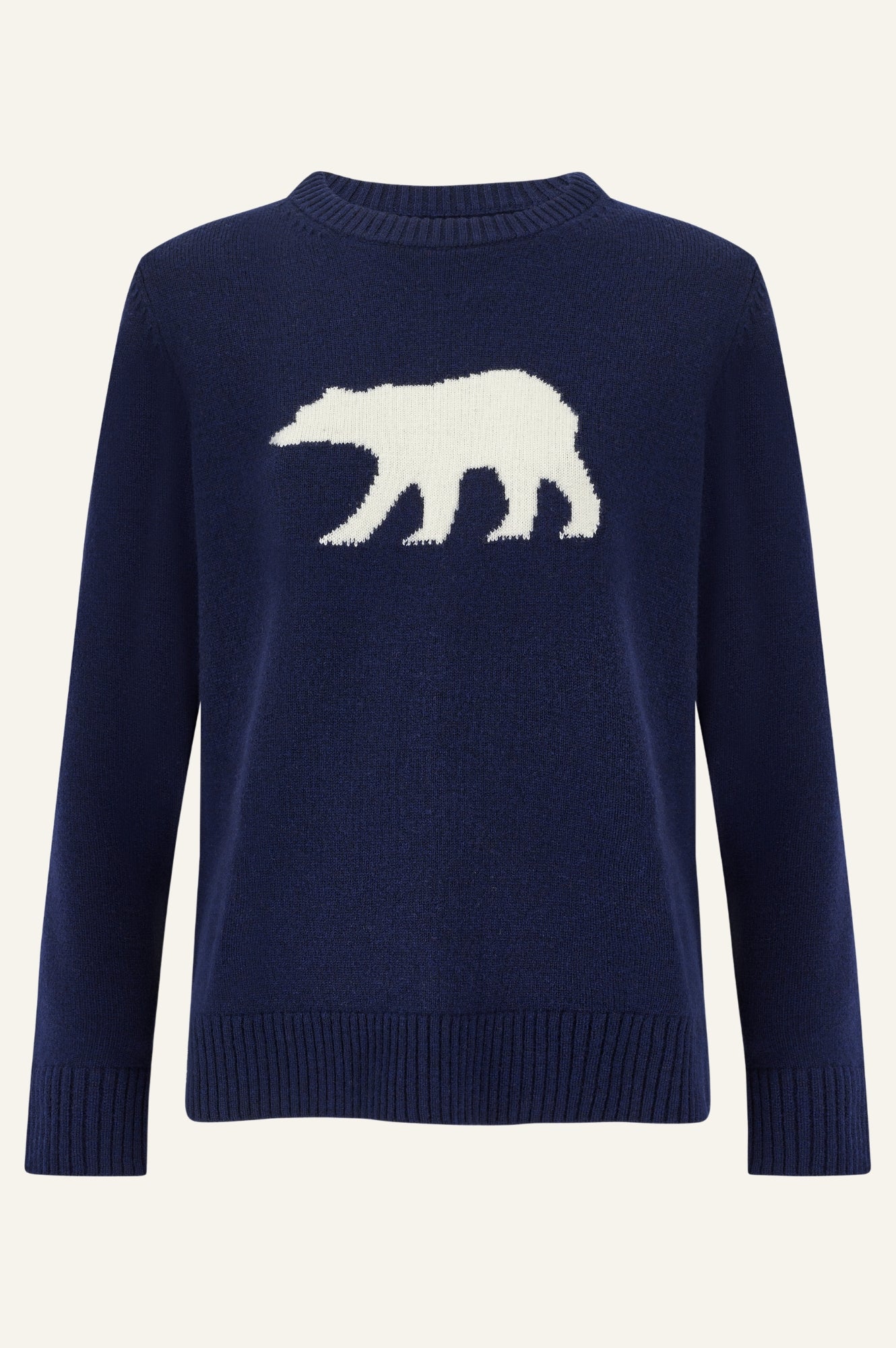 Premium Merino Wool Polar Bear Sweater for Men & Women - Soft & Warm Navy/Cream Knitwear - Perfect for Winter, Christmas & Cozy Outfits