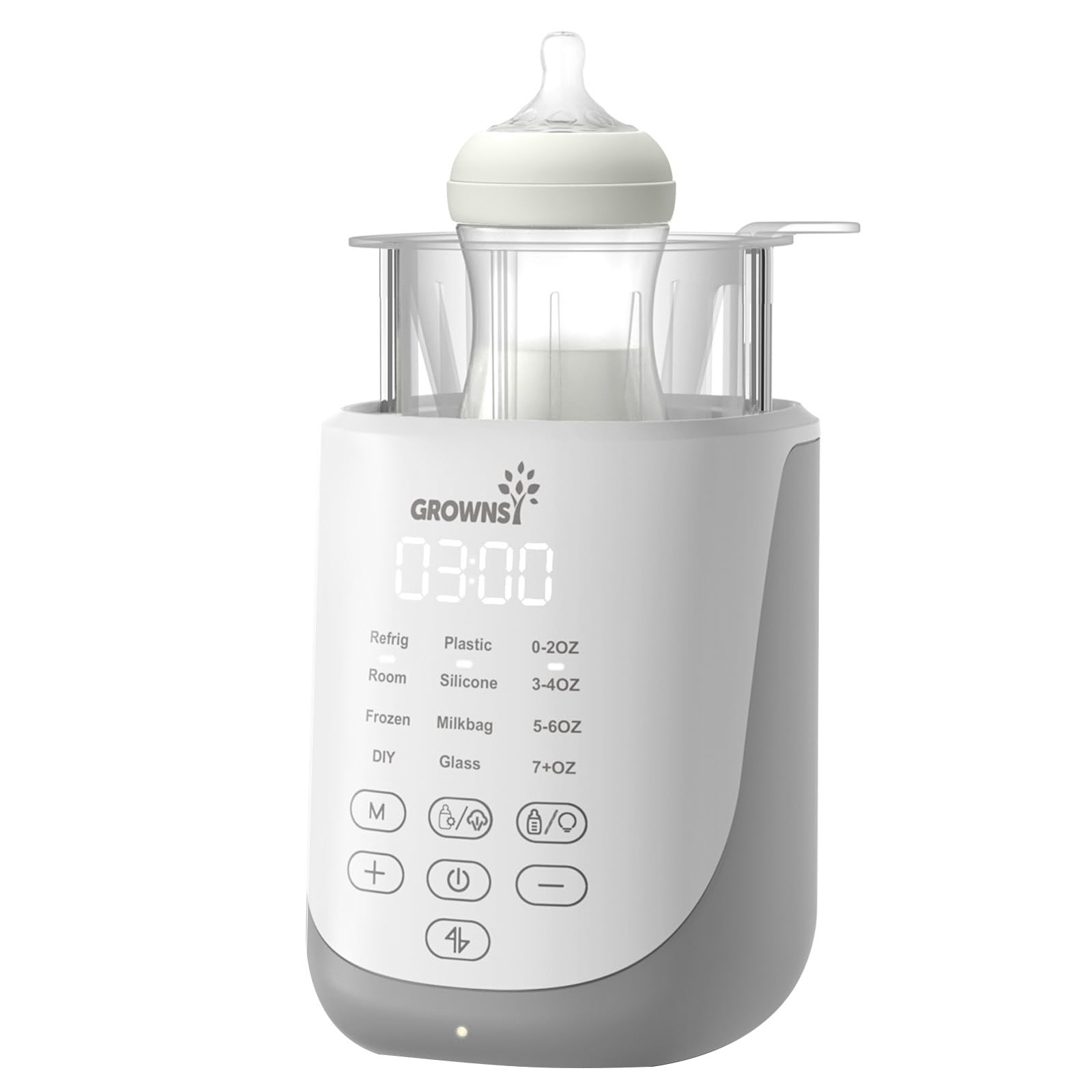 GROWNSY Baby Bottle Warmer with Auto-Lift & Night Light - Fast Heating for Breast Milk and Formula - Perfect for Night Feedings and Travel
