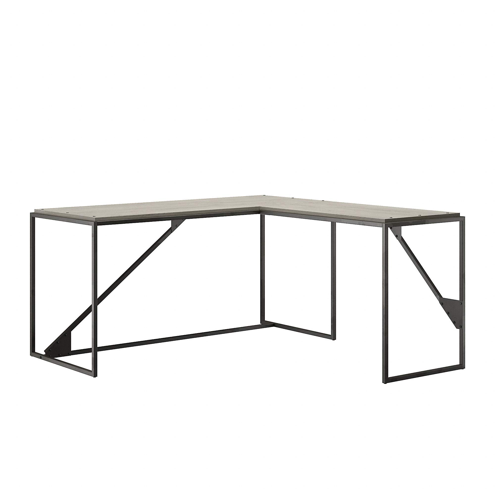 Bush Furniture Refinery 62W L-Shaped Desk with Return - Cottage White Finish - Home Office Computer Desk for Small Spaces & Workstations - Perfect for Remote Work & Study