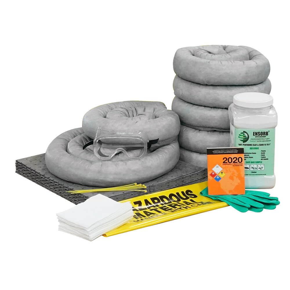 ENPAC 20-Gallon Spill Kit Refill - Universal Absorbent Pads & Socks for Oil, Chemical & Hazmat Spills - Compact, Portable & Lightweight Emergency Spill Response Kit (Drum Not Included) - Ideal for Warehouses, Factories & Industrial Workplaces