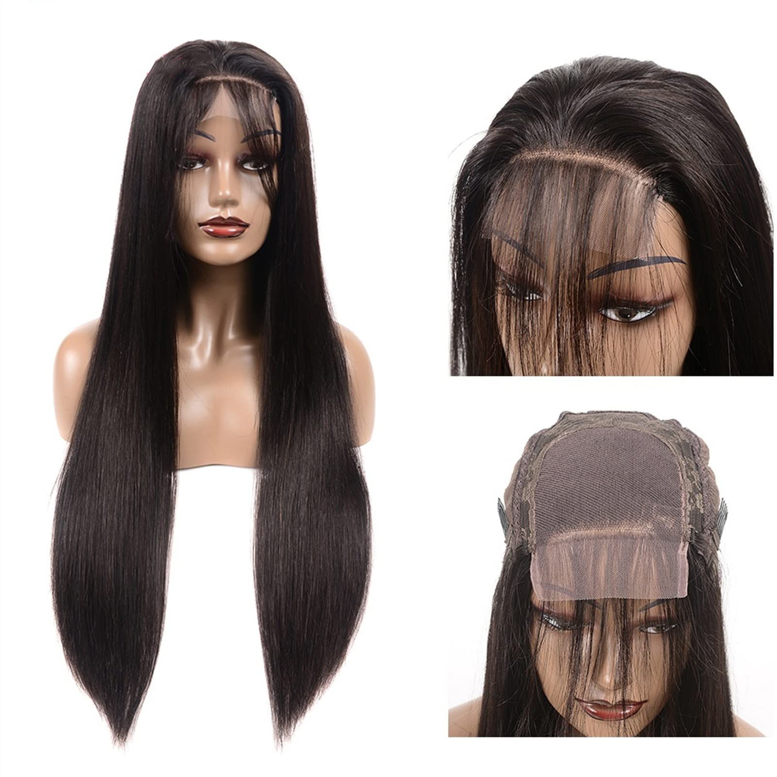 Peruvian Straight Lace Front Wig 10-30 Inch Human Hair Wigs with 4x4 Lace Closure & Baby Hair - Pre Plucked Natural Look for Daily Wear & Party Occasions (24inch Stretched Length) | Perfect for Cosplay, Weddings & Special Events