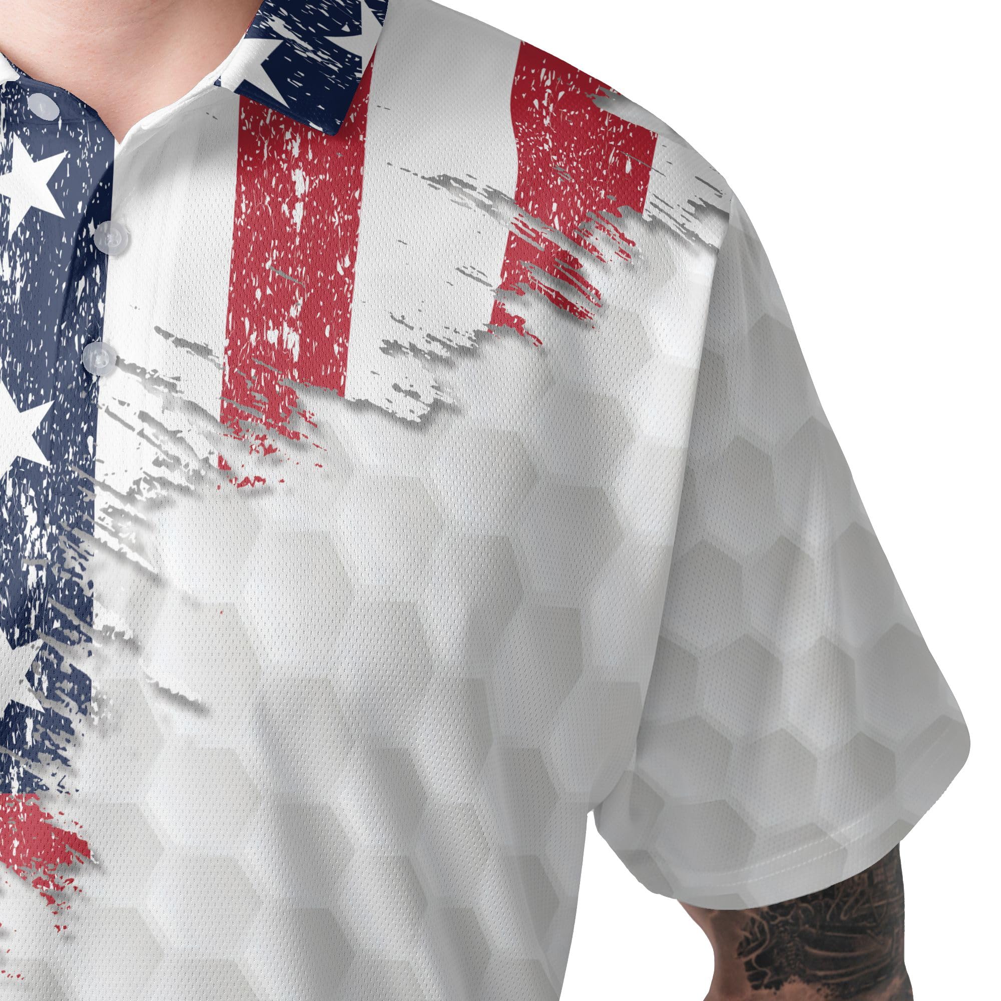 HYPERFAVOR Custom American Flag Golf Polo Shirts for Men - Breathable Short Sleeve Performance Shirt - Perfect for Golf Tournaments, Patriotic Events & Casual Wear