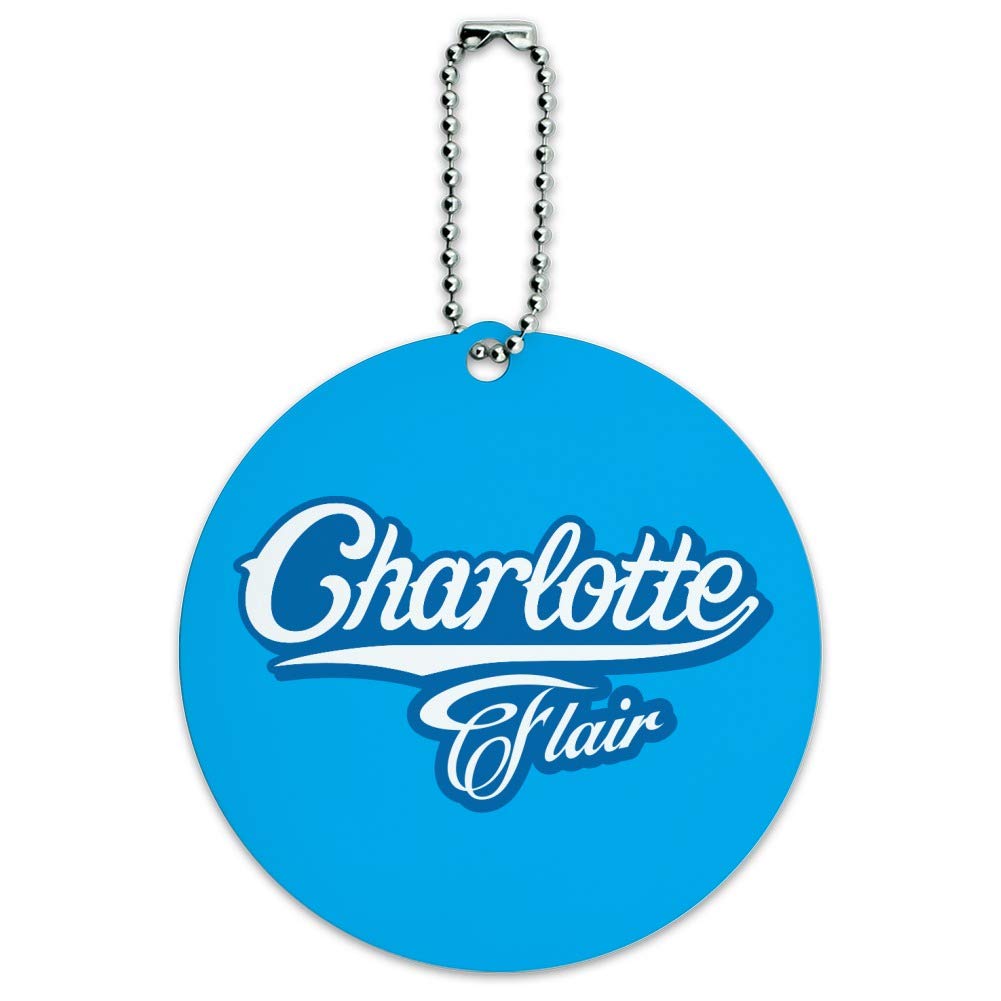 WWE Charlotte Flair Logo Round Luggage ID Tag - Durable Suitcase Name Tag for Carry-On Bags - Perfect for Travel, Business Trips & WWE Fan Gifts