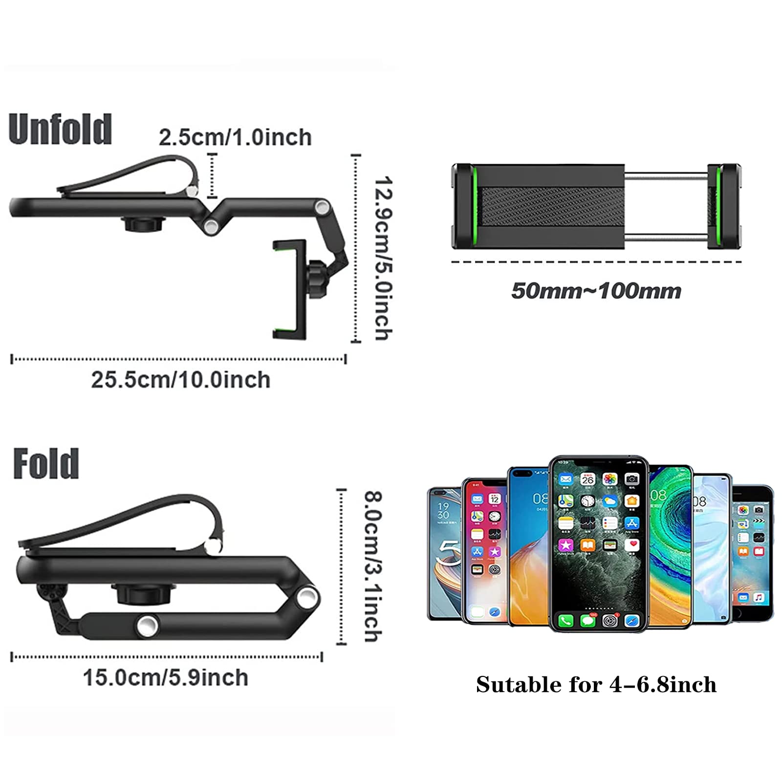 DOUBFIVSY 360° Adjustable Universal Car Phone Holder with USB Cable - Multifunctional Sun Visor Mount for iPhone, Samsung & Most Smartphones - Perfect for Driving, Cooking in Kitchen & Hands-Free Use