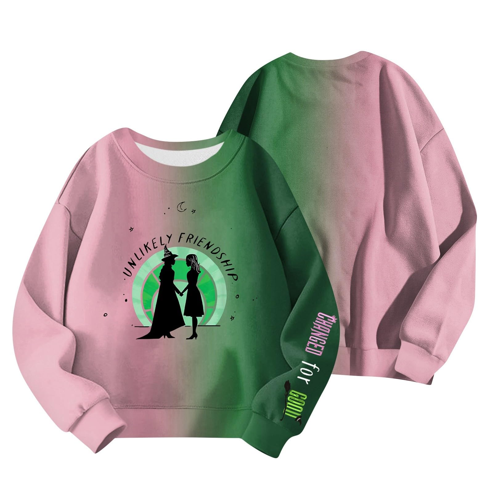 2024 Wicked Movie & Musical Crewneck Sweatshirts for Kids - Boys & Girls Long Sleeve Shirts - Perfect for Halloween Costumes, School Plays & Broadway Fans
