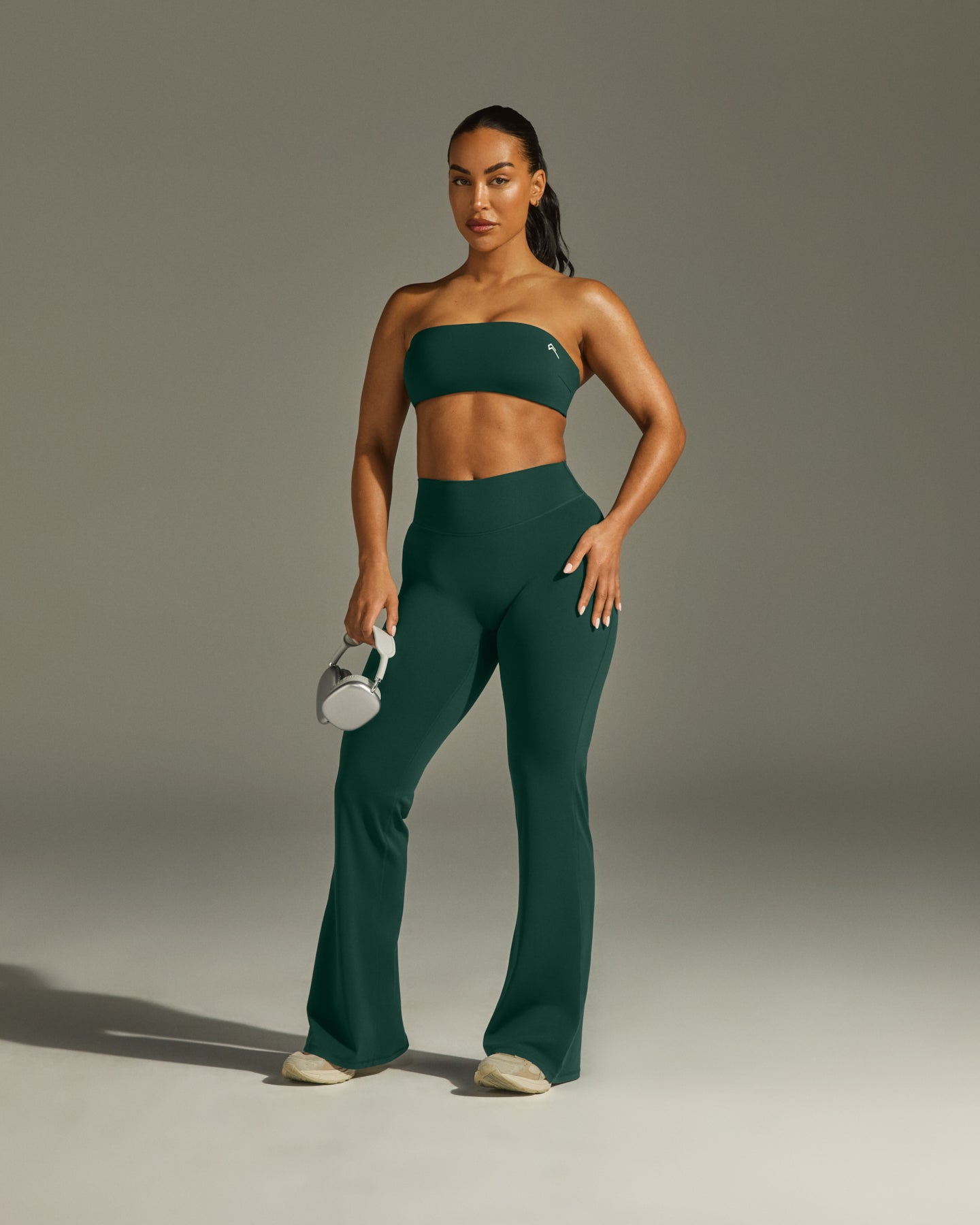 SoftMotion™ Flared Yoga Pants for Women - Dark Racing Green | High Waisted Stretchy Workout Leggings for Running, Gym & Lounge