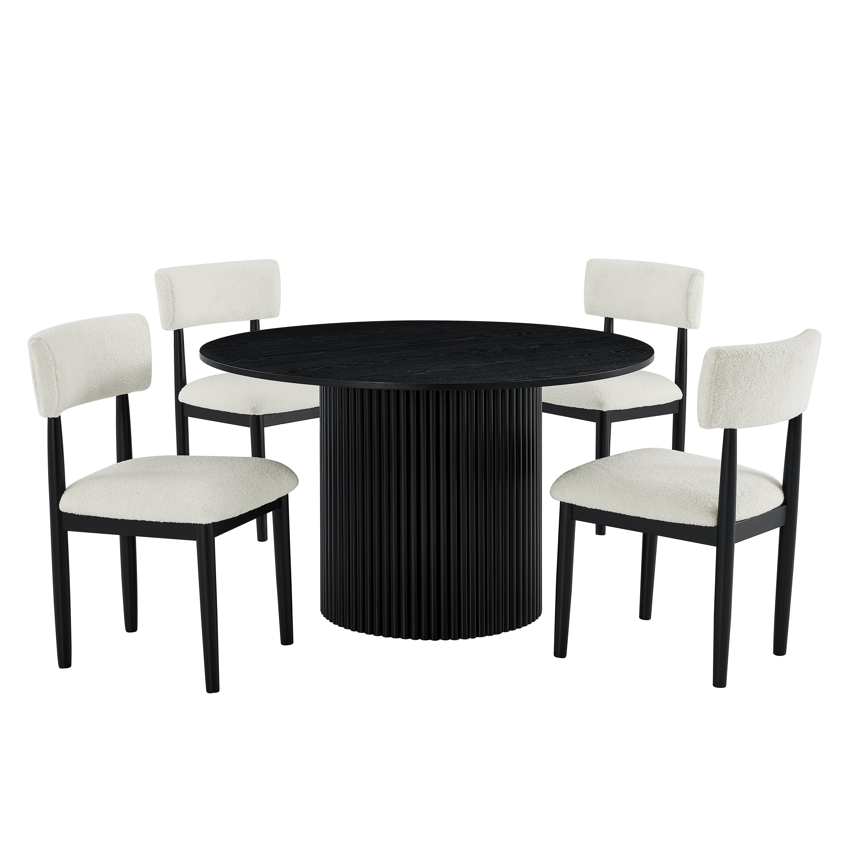Roundhill Furniture Henriet 5-Piece Round Dining Set with Pedestal Table & 4 Chairs - Black | Modern Kitchen & Dining Room Furniture for Small Spaces | Perfect for Breakfast Nooks, Apartments & Cozy Homes