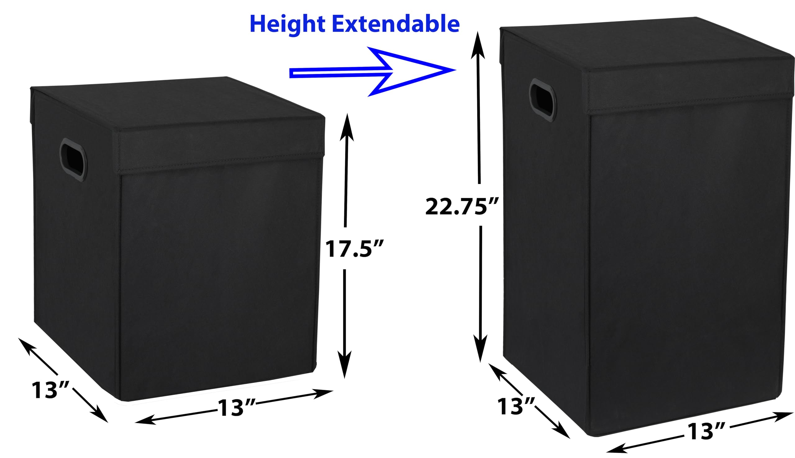 Foldable Laundry Hamper with Lid - Collapsible Clothes Basket for Bedroom, Bathroom & Dorm - Space Saving Storage Organizer (Black) | Perfect for Small Spaces & Travel