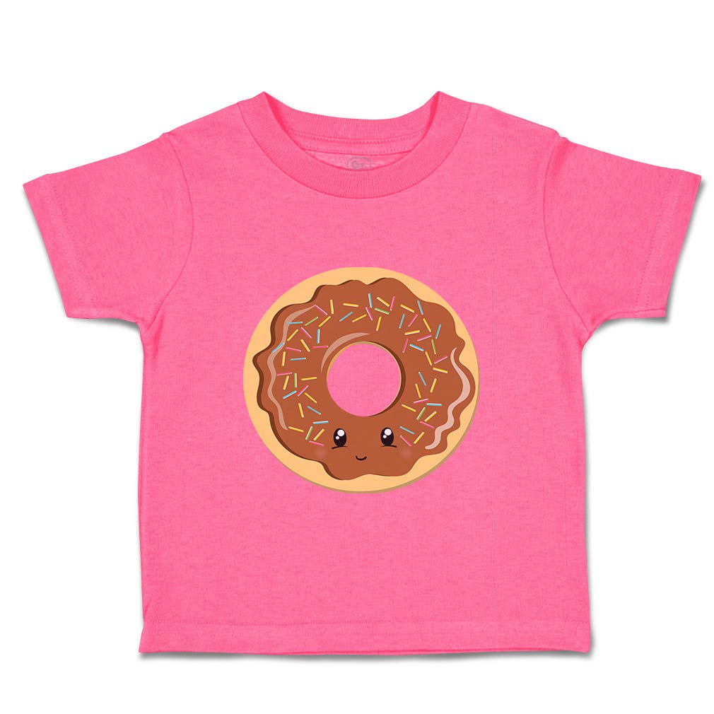 Funny Donut Print Toddler T-Shirt - Sweet Chocolate Dessert Cotton Tee for Boys & Girls (2T, Hot Pink) | Cute Baby Outfit for Birthday Parties & Playdates