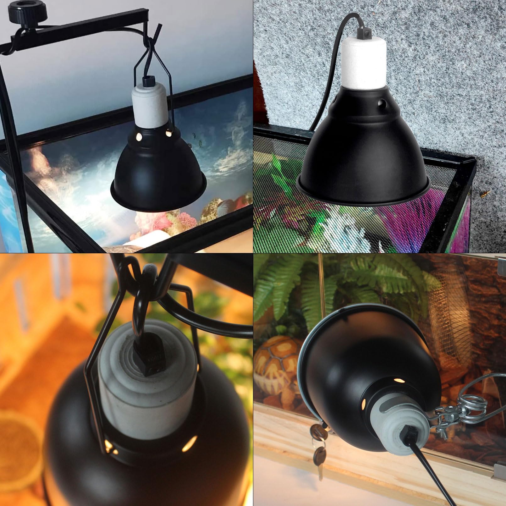 BNOSDM 5.5 Inch Reptile Heat Lamp Fixture - Shallow Dome UVB UVA Bulb Holder for Basking & Optical Reflection - Ideal for Reptile Tanks, Terrariums & Amphibian Habitats (Perfect for Lizards, Turtles & Snakes)