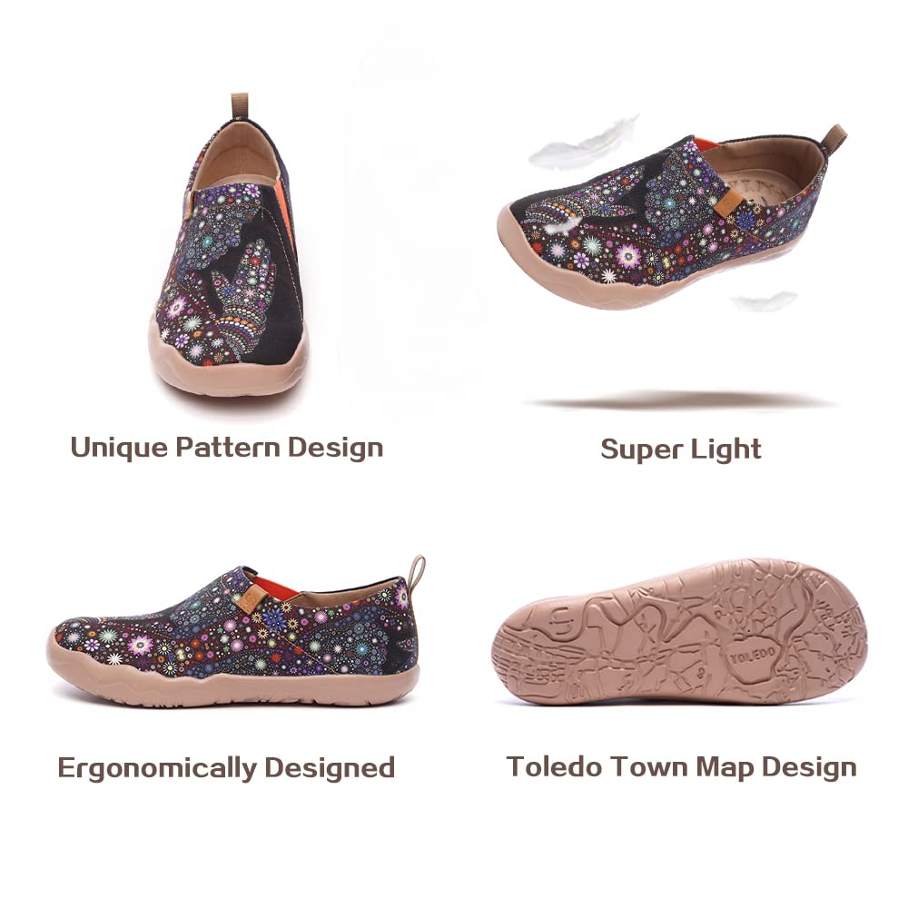 UIN Women's Art Travel Slip-On Loafers - Lightweight Breathable Casual Shoes for Walking & Comfort - Perfect for Travel, Work & Everyday Wear
