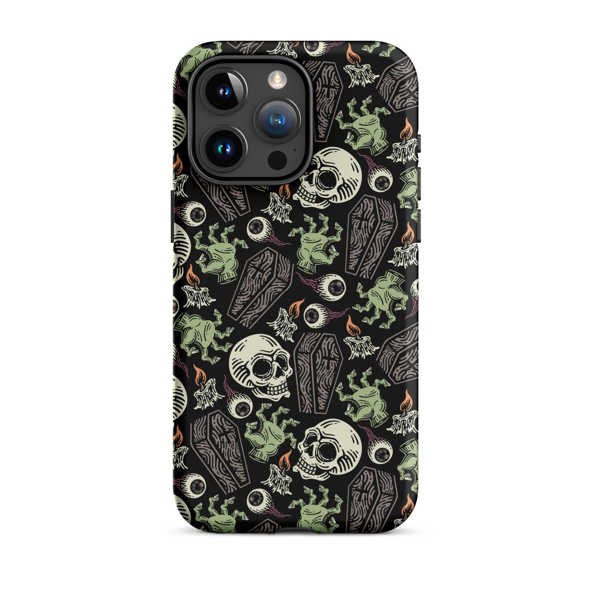 Premium Skeleton Horror iPhone Case - Durable Shockproof Protection for iPhone 12/13/14/15 Pro Max - Gothic Halloween Aesthetic Phone Cover for Parties & Cosplay