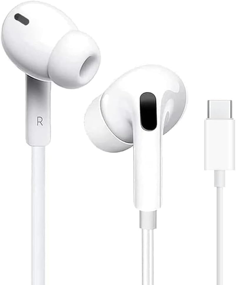 YABABU USB C Headphones - HiFi Stereo Noise Cancelling Wired Earbuds with Mic & Volume Control | Compatible with iPhone 15 Pro Max/Pro, iPad Pro/Air/Mini, Samsung Galaxy, Huawei, Google Pixel | Perfect for Travel, Workouts & Gaming