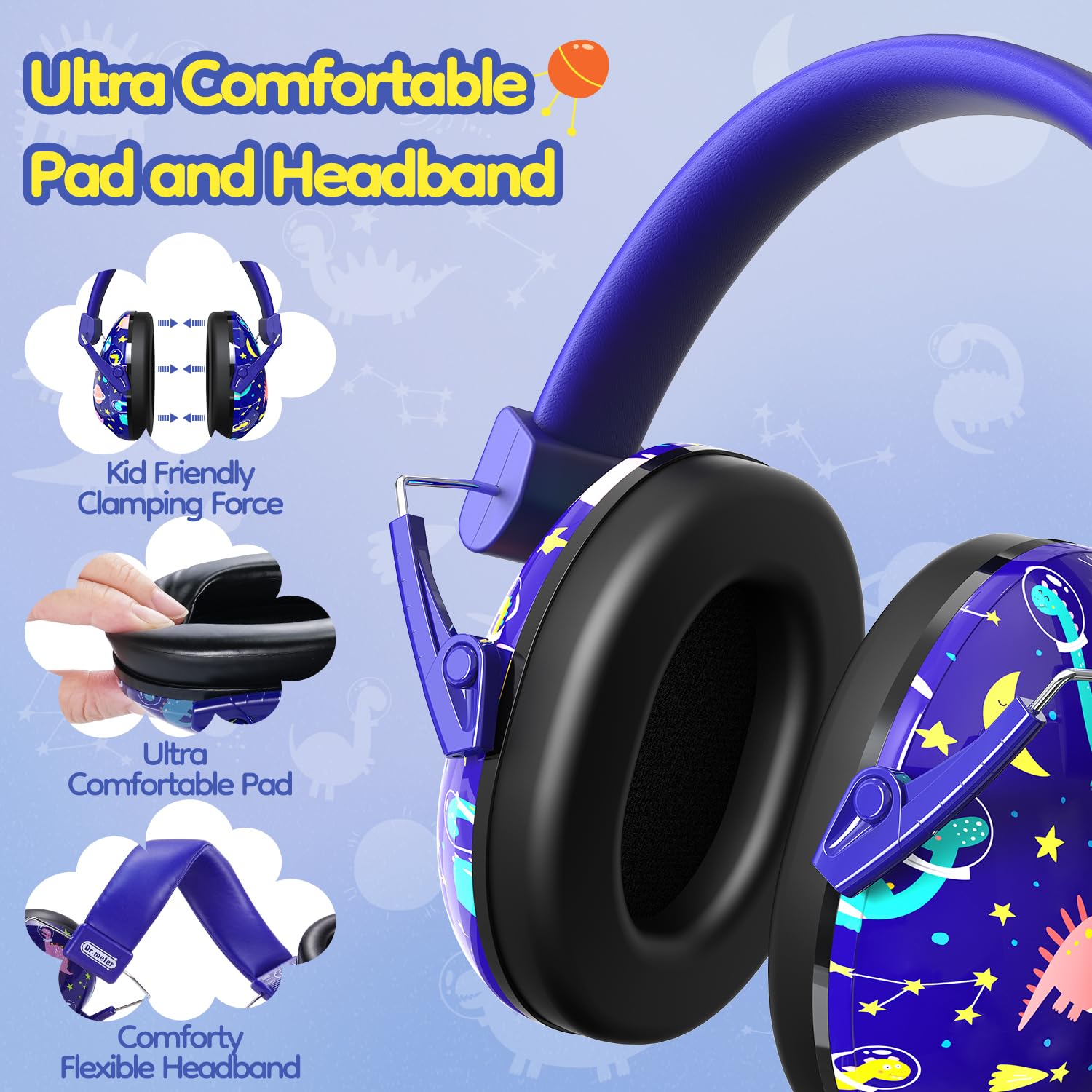 Dr.meter Noise Cancelling Headphones for Kids & Adults - Adjustable 27dB SNR Ear Protection for Studying, Travel & Events (Airplanes, Concerts, Fireworks, Football Games)