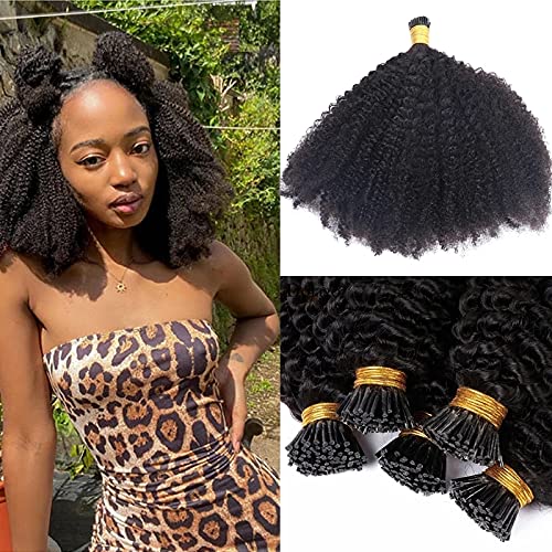 Mongolian Afro Kinky Curly I-Tip Hair Extensions 4B 4C Virgin Human Hair - 30 Inch Microlink Extensions for Black Women | Natural Looking Protective Style for Daily Wear & Special Occasions