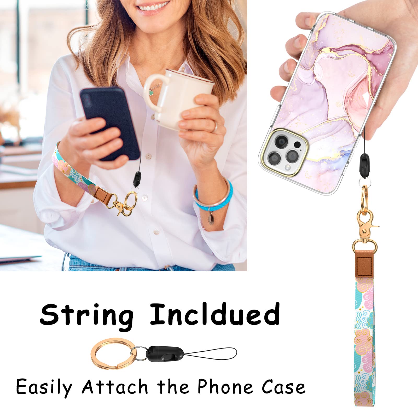 Stylish Wrist Lanyard Keychain for Women & Men - Secure Holder for Car Keys, ID Badges, Cards, Wallet & Phone - Perfect for Work, Travel & Outdoor Activities