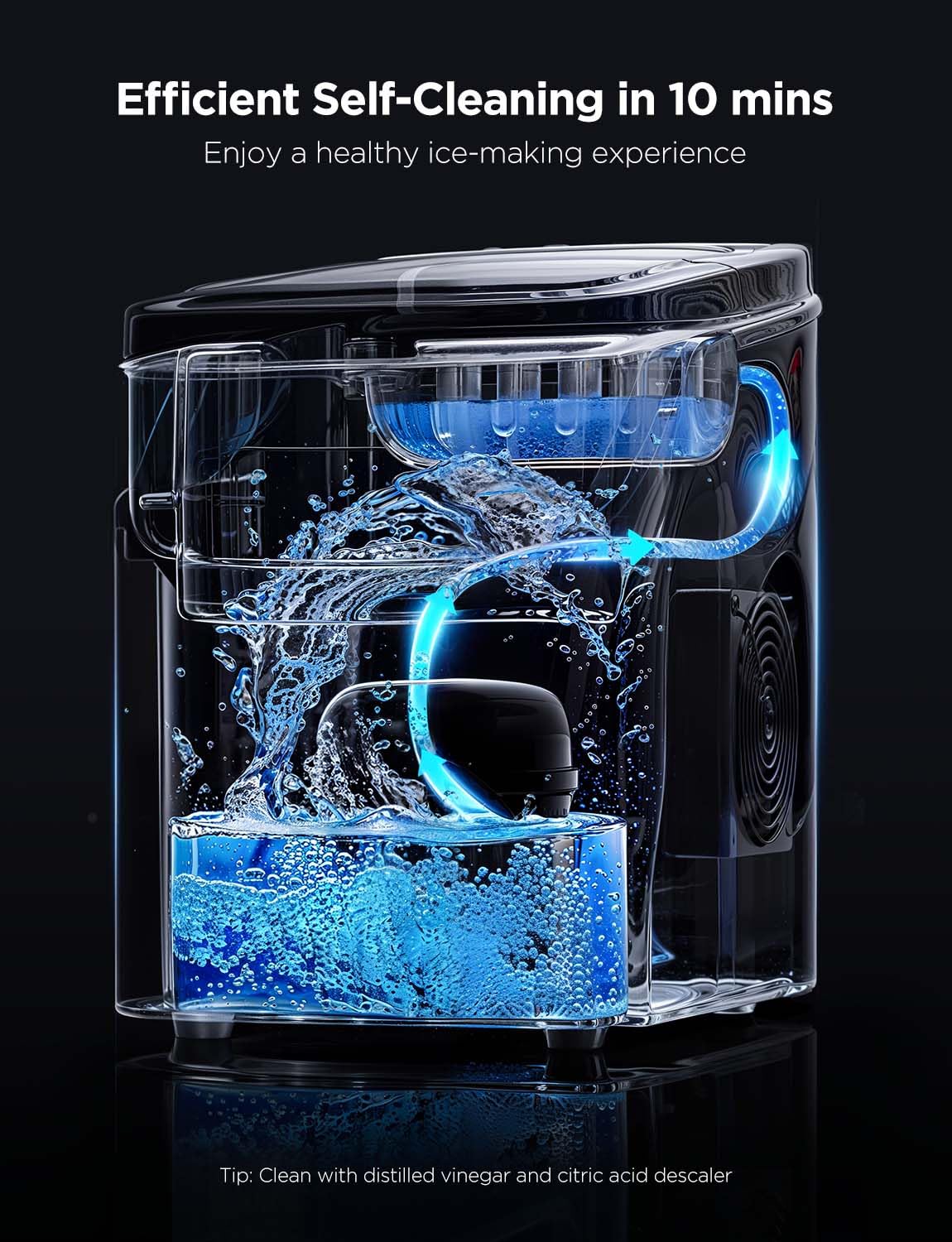 GoveeLife Smart Countertop Ice Maker Machine - Portable Ice Cube Maker with Voice Control, 9 Cubes in 6 Mins, 26lbs/24Hrs, 3 Size Options, Self-Cleaning & RGB Lights, Ultra Quiet - Perfect for Kitchen, Home Bar, RV & Office Use (Black)