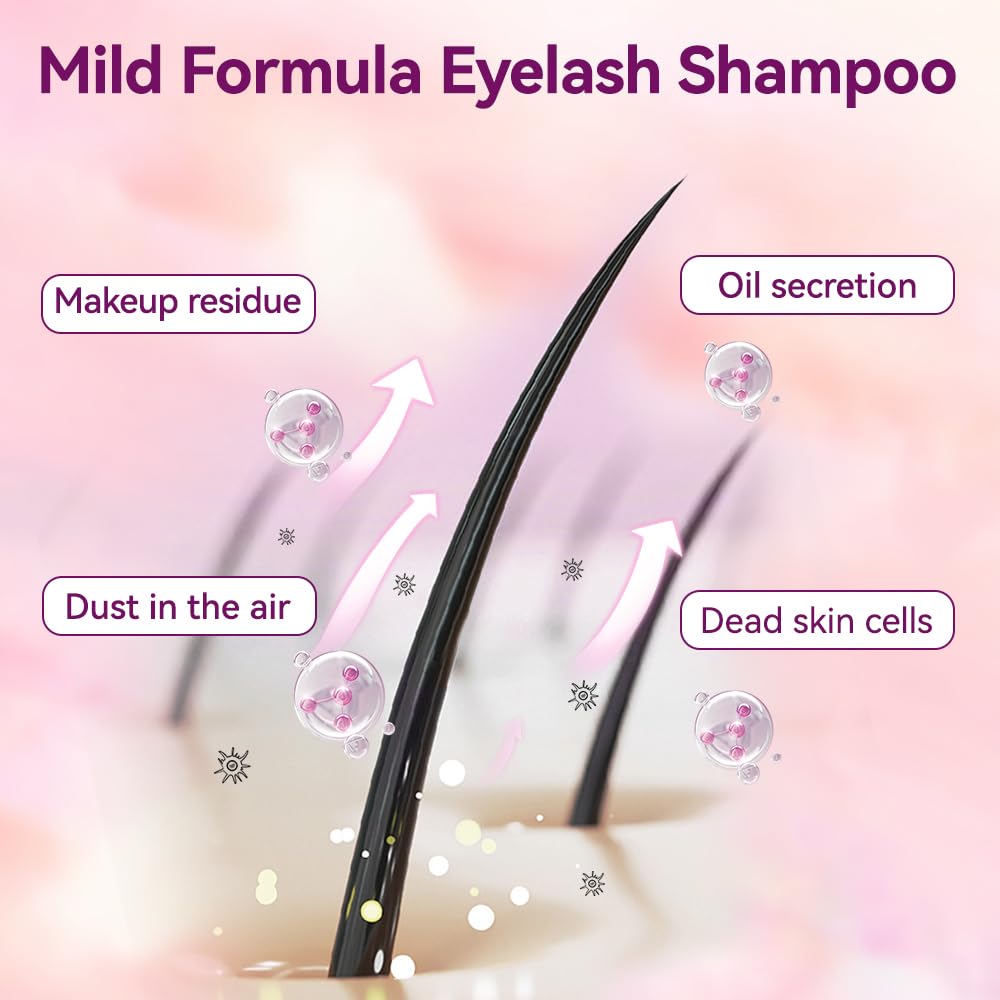 **Lash Shampoo Kit for Eyelash Extensions - 2 fl.oz (60ml) Eyelash Cleanser with Fan Dryer - Gentle Lash Cleaning Kit for Salon & Home Use - Perfect for Daily Lash Care & Maintenance**