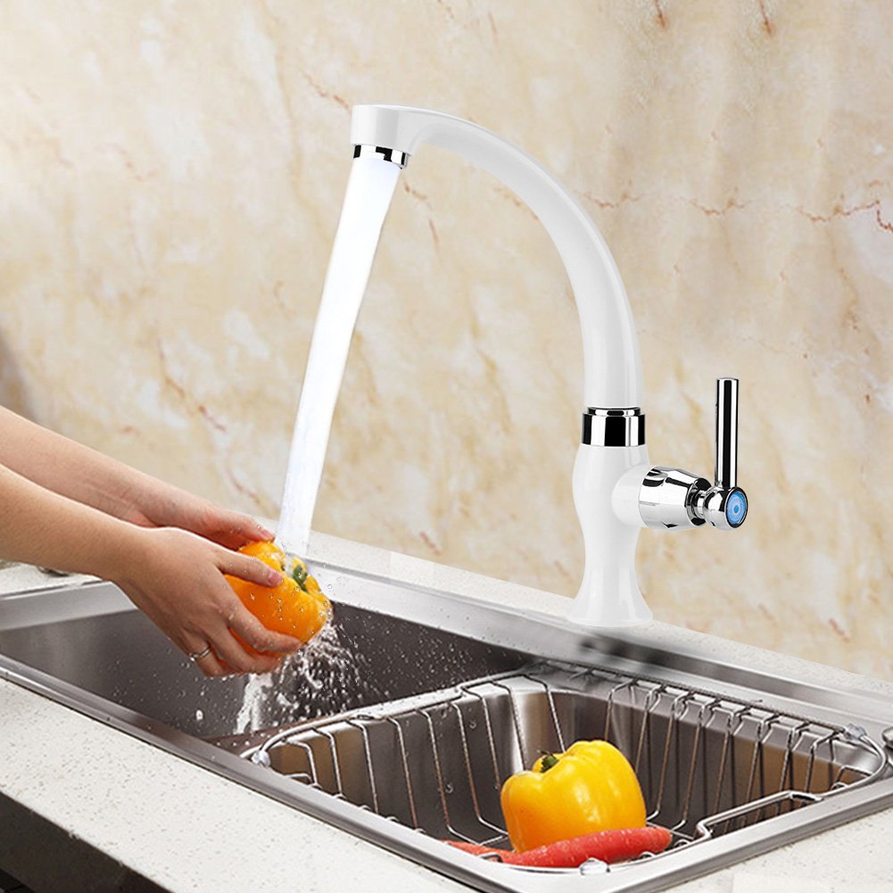 ABS Plastic Cold Water Kitchen Sink Faucet - Straight Wall Mount Single Handle Tap for Dishwashing & Food Prep (Ideal for Small Kitchens, RVs, and Outdoor Use)