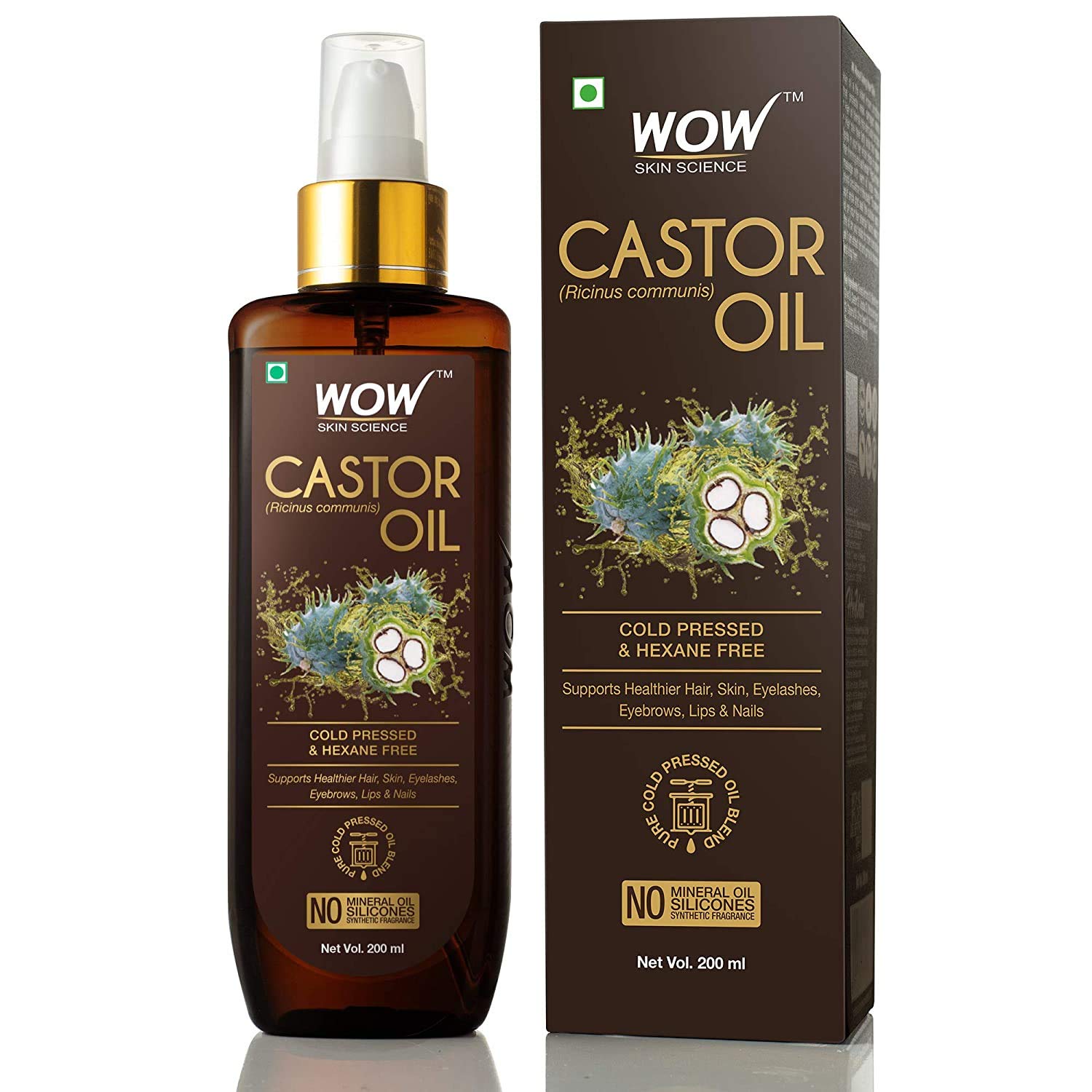 Wow Skin Science 100% Pure Cold Pressed Castor Oil for Hair Growth, Eyelashes & Skin Care | Hexane-Free, No Mineral Oil or Silicones | 200ml Bottle | Perfect for Nightly Hair Treatments & Natural Beauty Routines