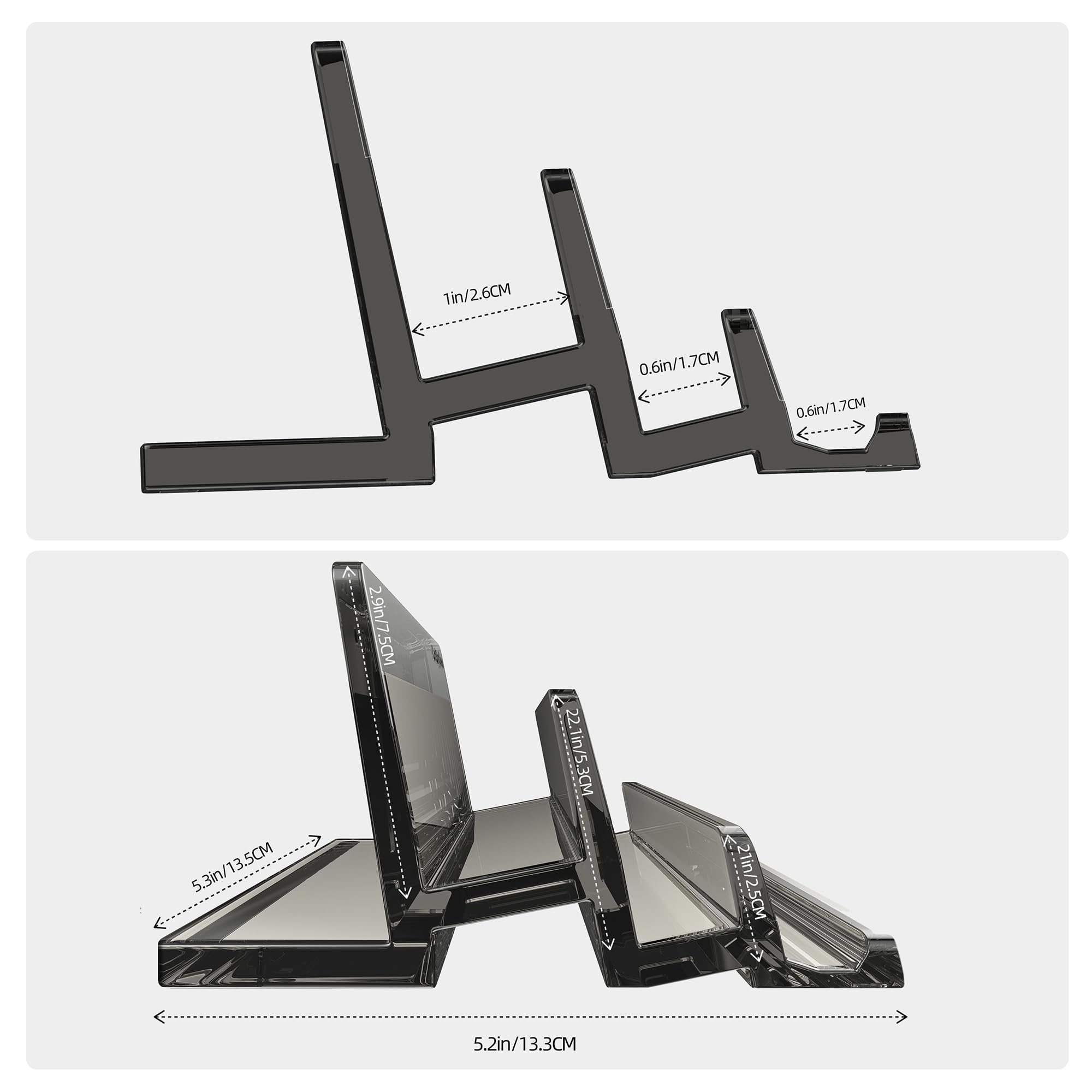 Premium Acrylic 3-Slot Vertical Laptop Stand - Space Saving Desktop Organizer for MacBook, Laptop, Tablet & Phone (Black) - Perfect for Home Office, Workspace & Dorm Room Organization