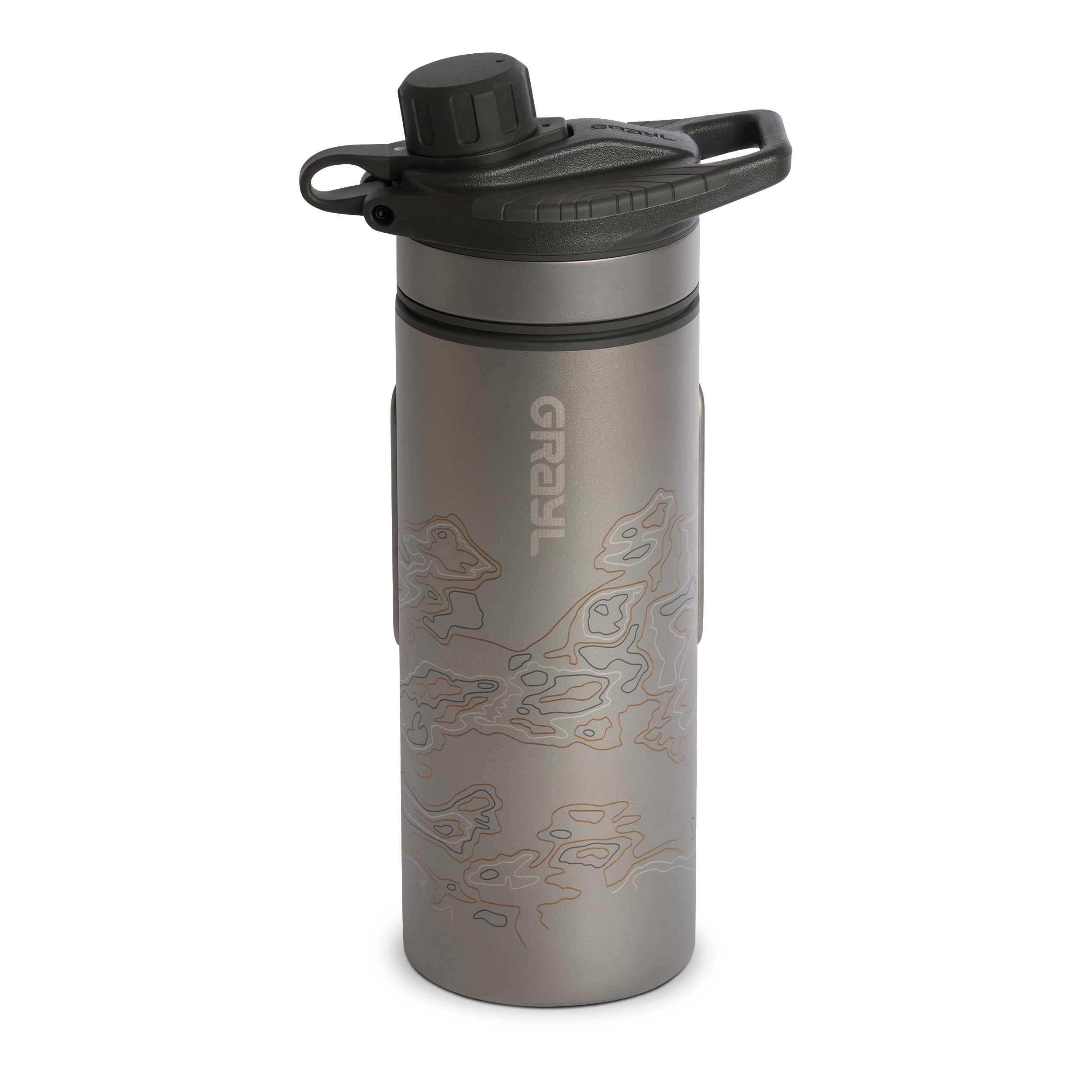GRAYL GeoPress Titanium 24 oz Water Purifier Bottle - Portable Water Filter for Hiking, Camping, Survival, Travel & Emergency Preparedness (Covert Black) - Perfect for Outdoor Adventures, Backpacking & International Travel